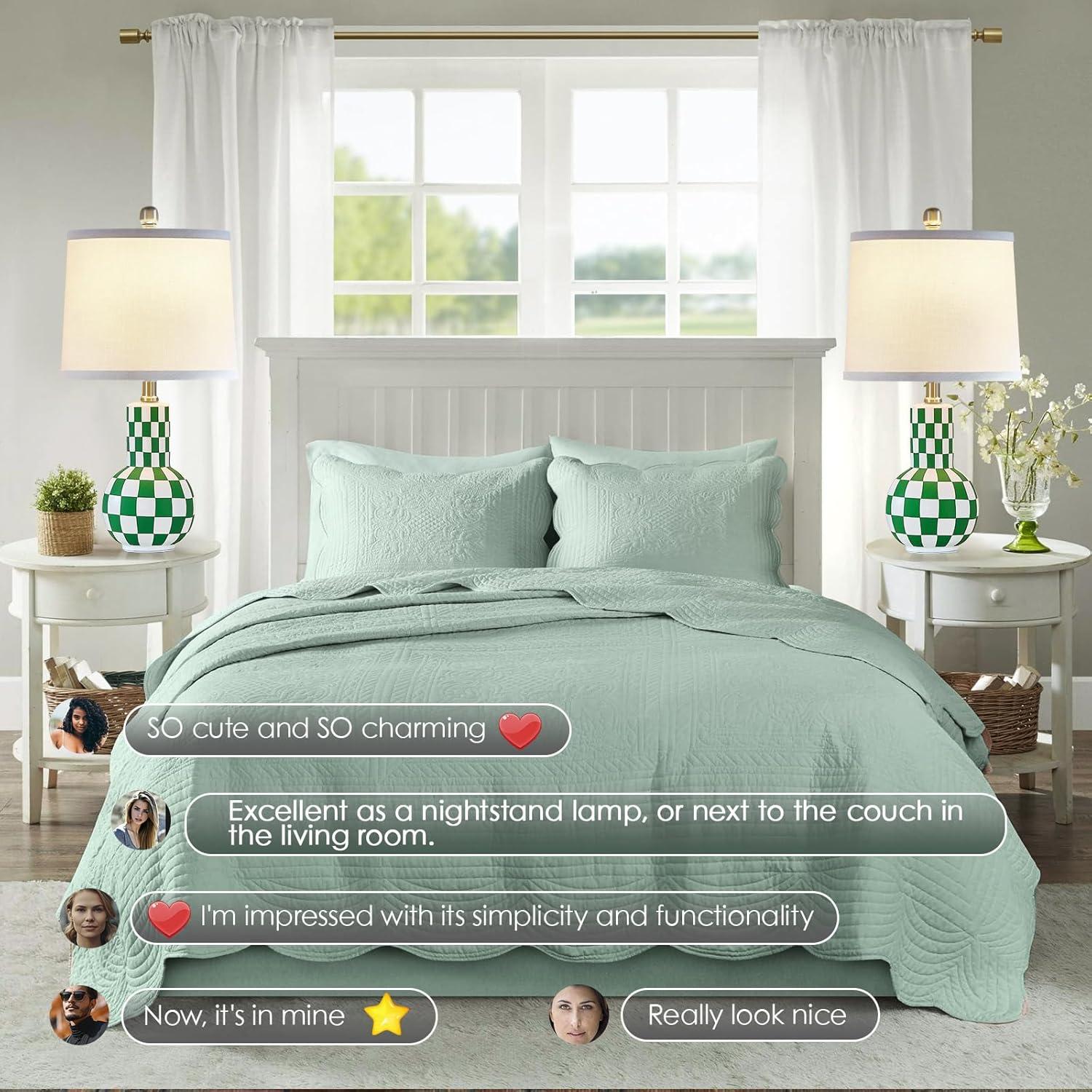 Ebern Designs Sighwarth 21" Ceramic Table Lamp for Bedroom 3-Color Temperature Modern Desk Lamps for Nightstand Living Room Bedside Lamp End Table Lamps (Set of 2)