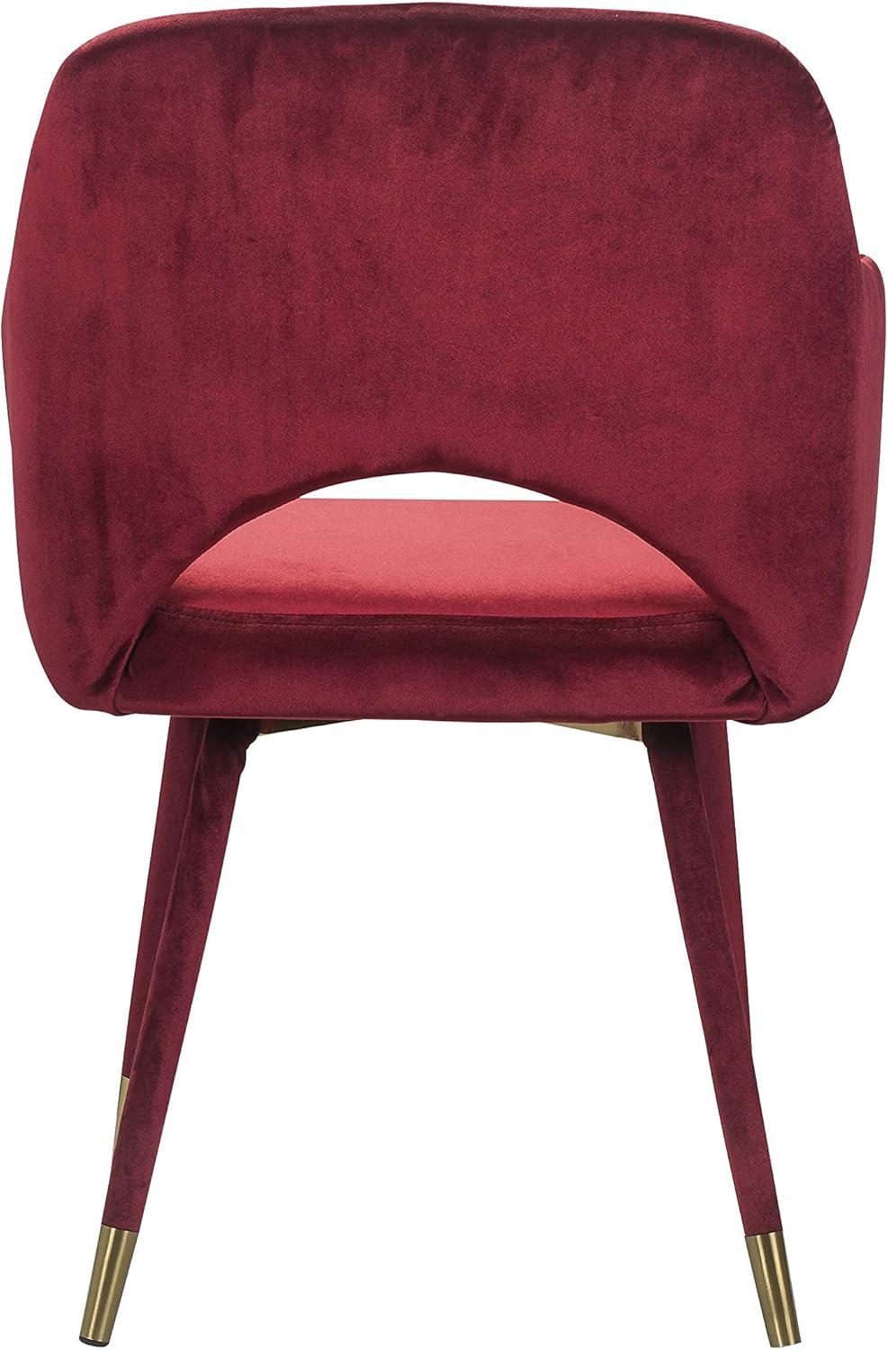 ACME Applewood Velvet Upholstered Accent Chair in Bordeaux Red and Gold