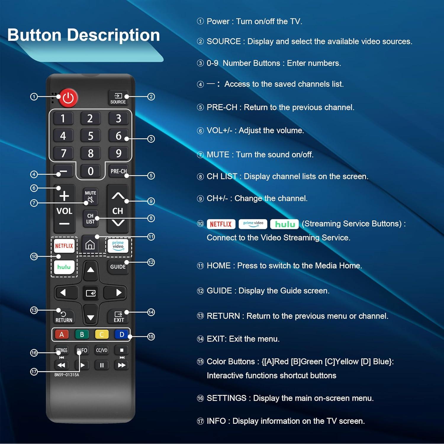 (Pack of 2)ZOUYUE Universal Remote for All Samsung TV,Compatible for All Samsung Smart TV LED LCD HD TV