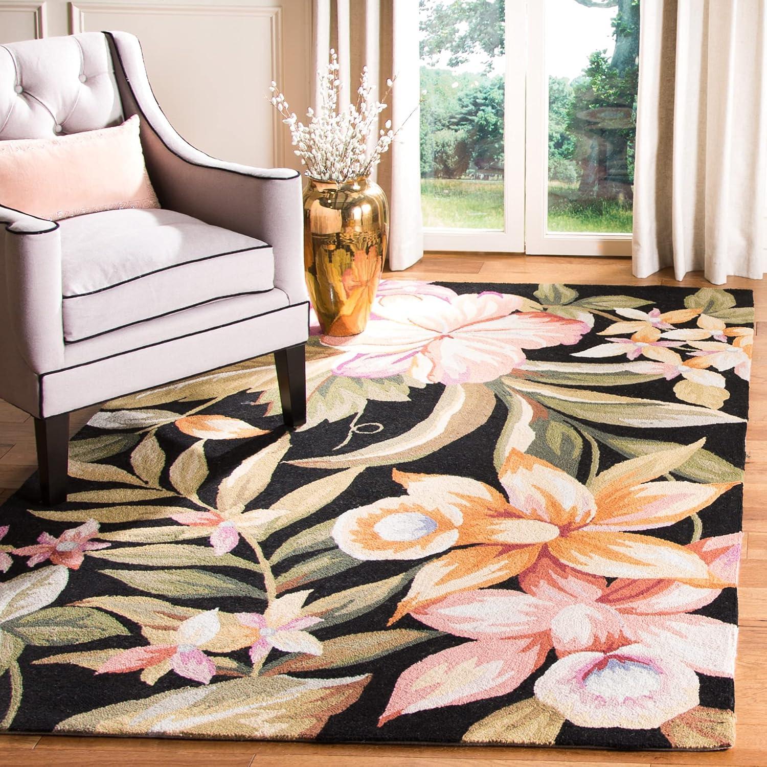 Chelsea HK212 Hand Hooked Area Rug - Black - 6'x9' - Safavieh.