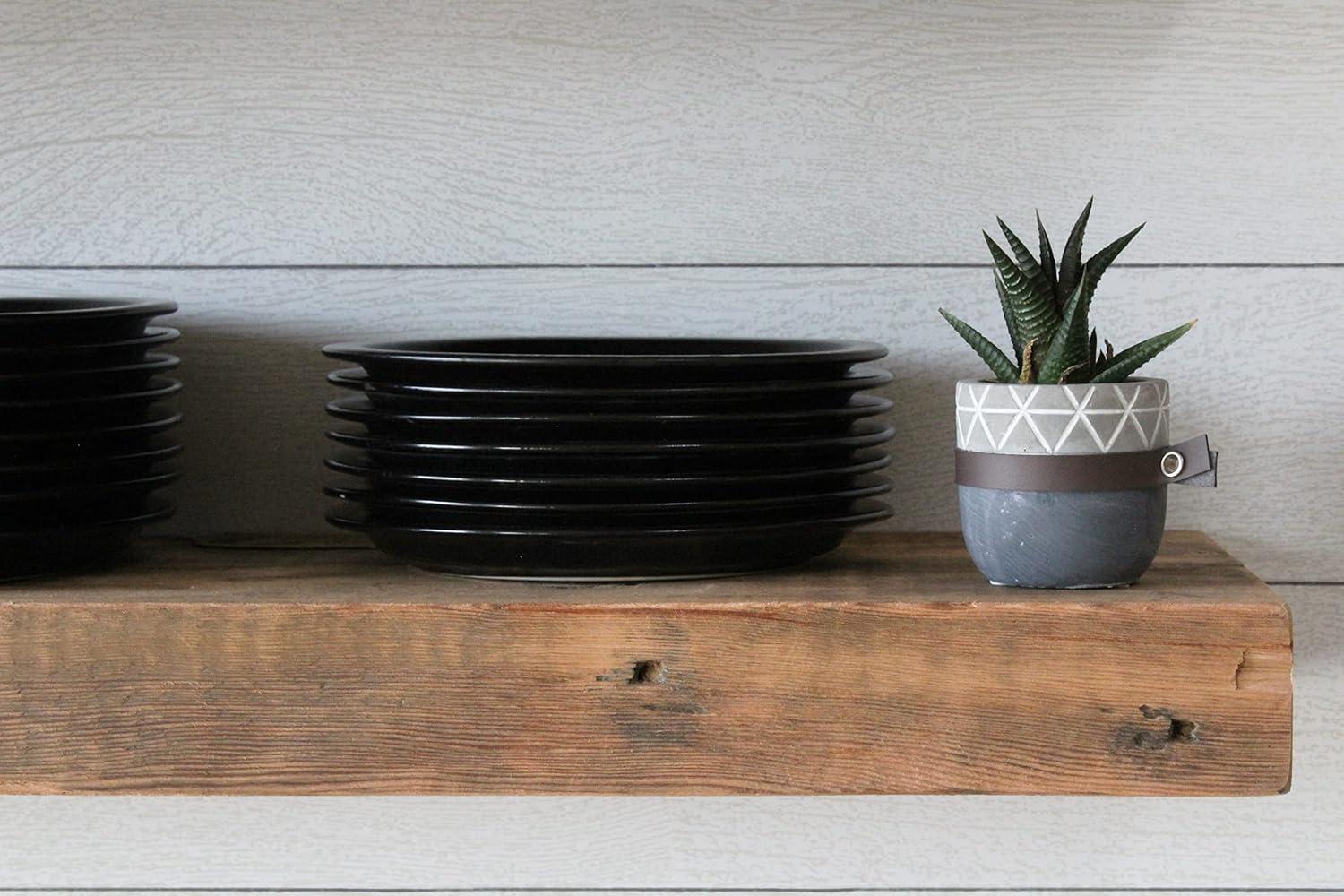 Reclaimed Barn Joist Deep Floating Shelves with Low Profile Brackets