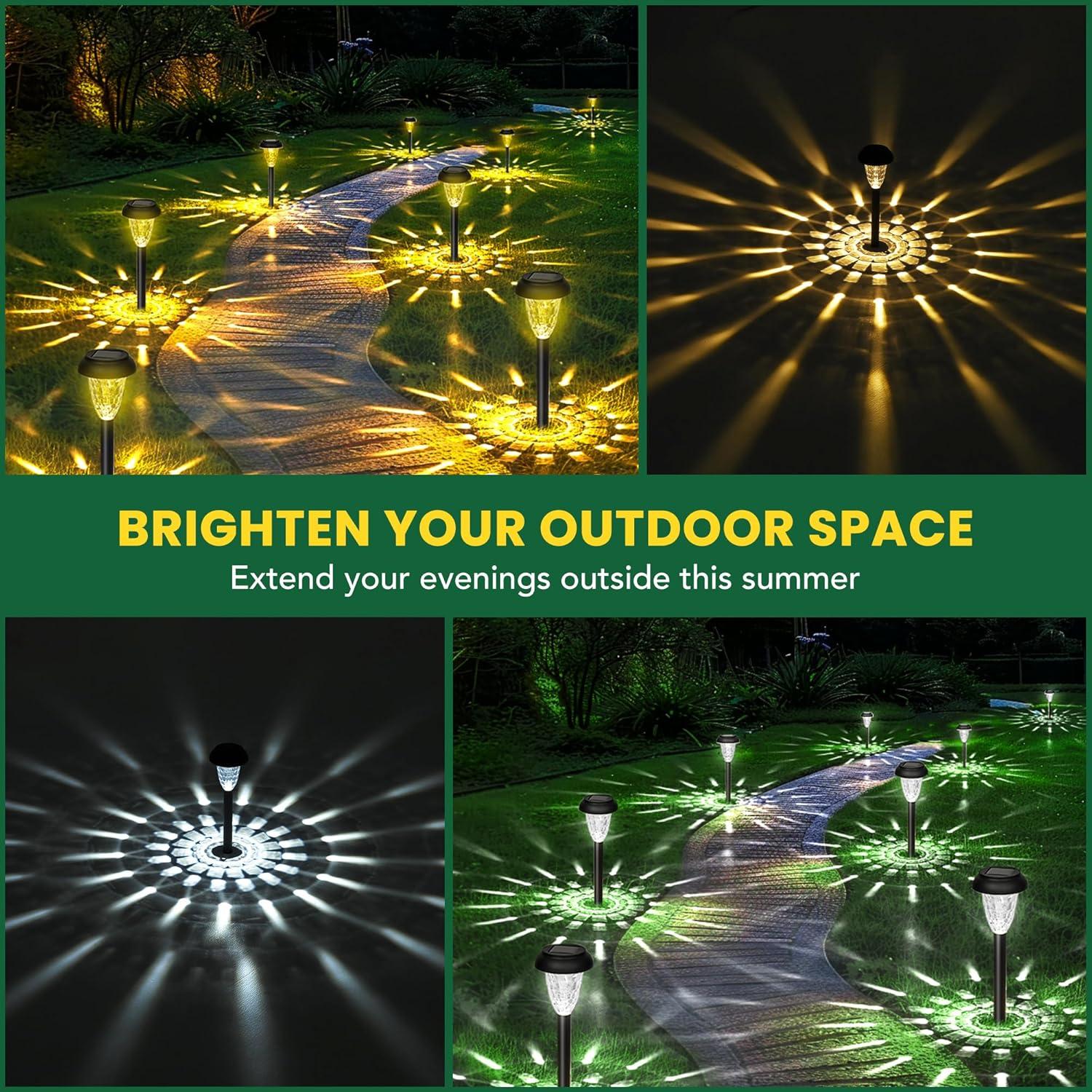 GIGALUMI 16 Pack Solar Pathway Lights Outdoor, LED Light Landscape Lights (Stainless Steel)