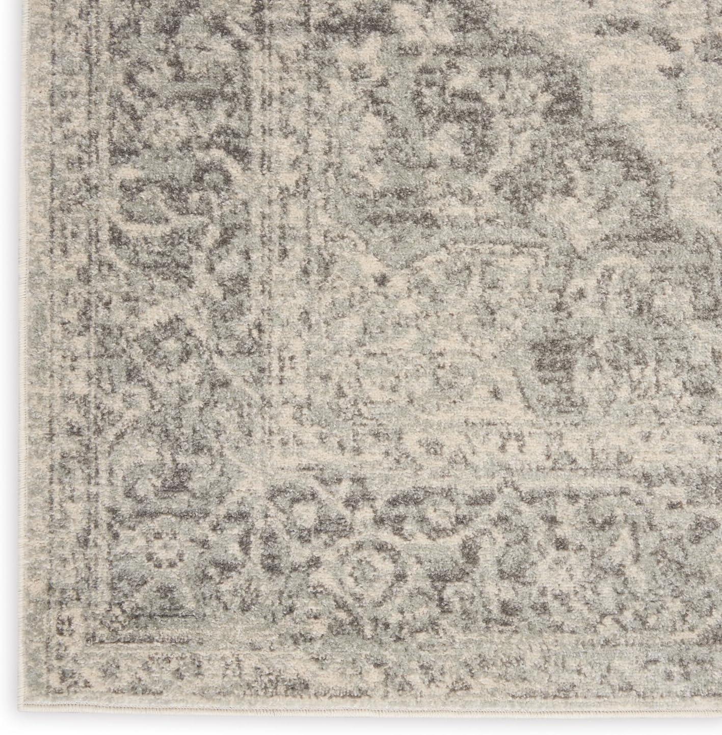 Ivory and Grey Synthetic Rectangular 6' x 9' Area Rug