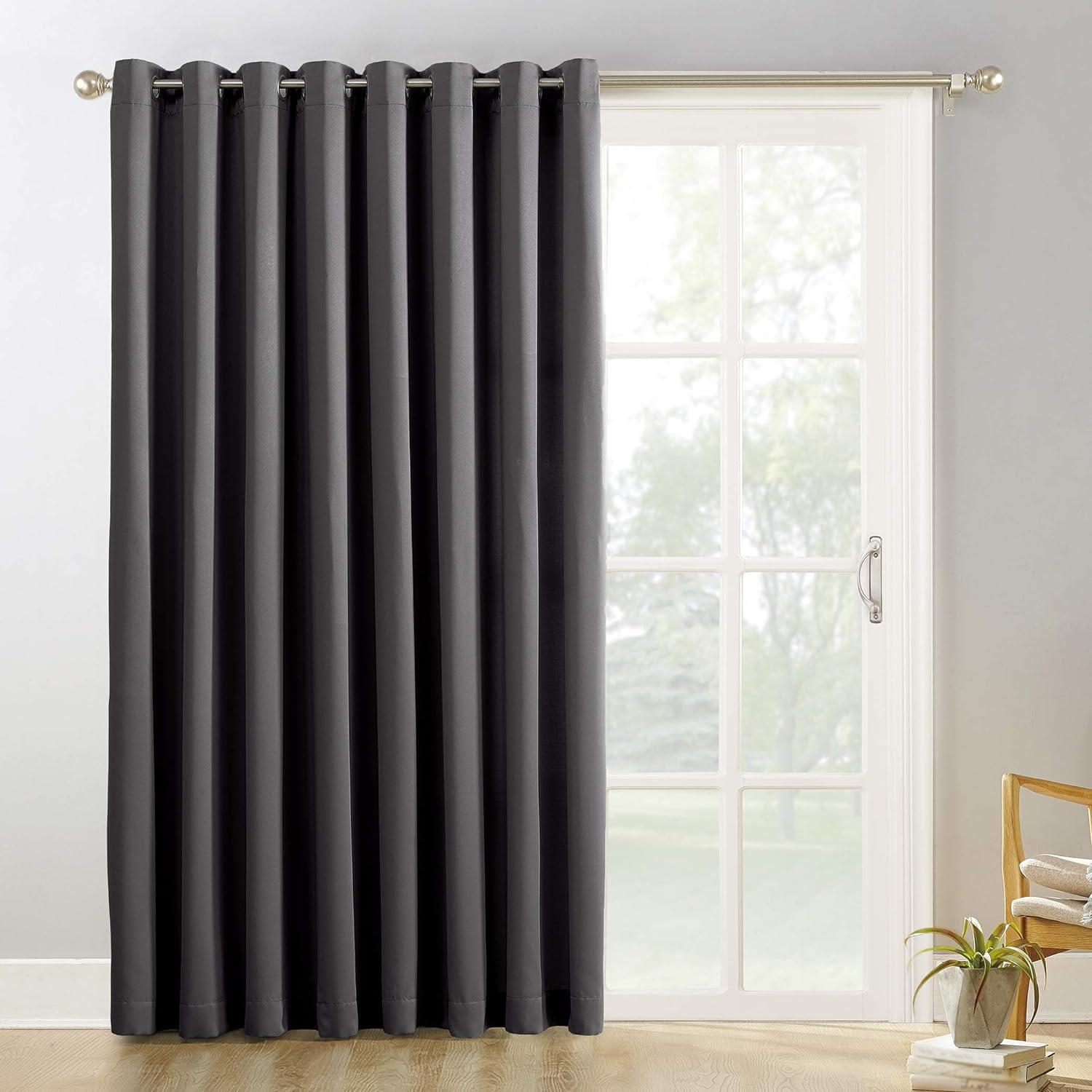 Charcoal Blackout Grommet Patio Door Curtain Panel, 100"x84"