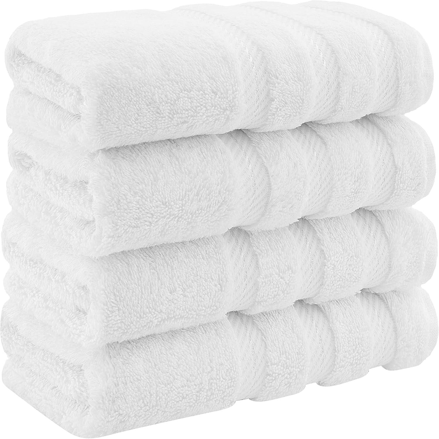 Luxury White Turkish Cotton 4-Piece Hand Towel Set