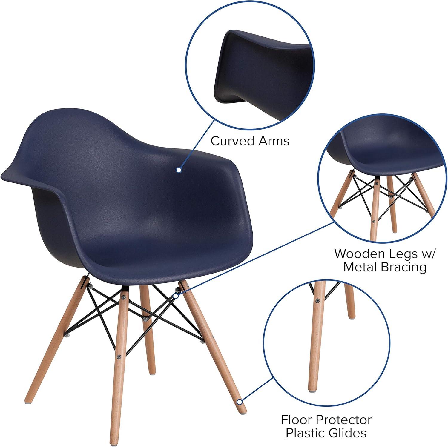 Flash Furniture Alonza Series Plastic Chair with Arms and Wooden Legs