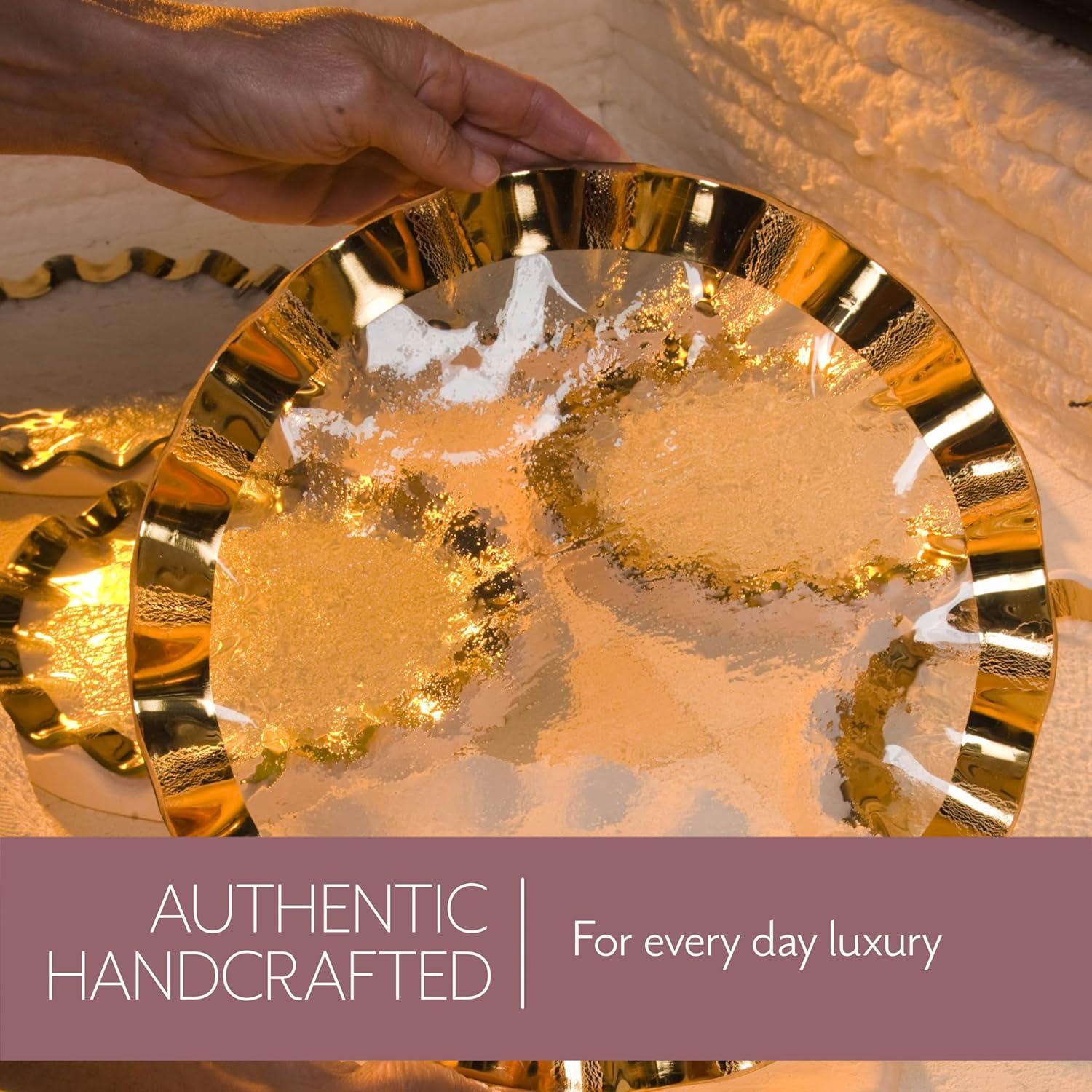 Handcrafted 8" Heart Bowl with 24K Gold Trim, Glass