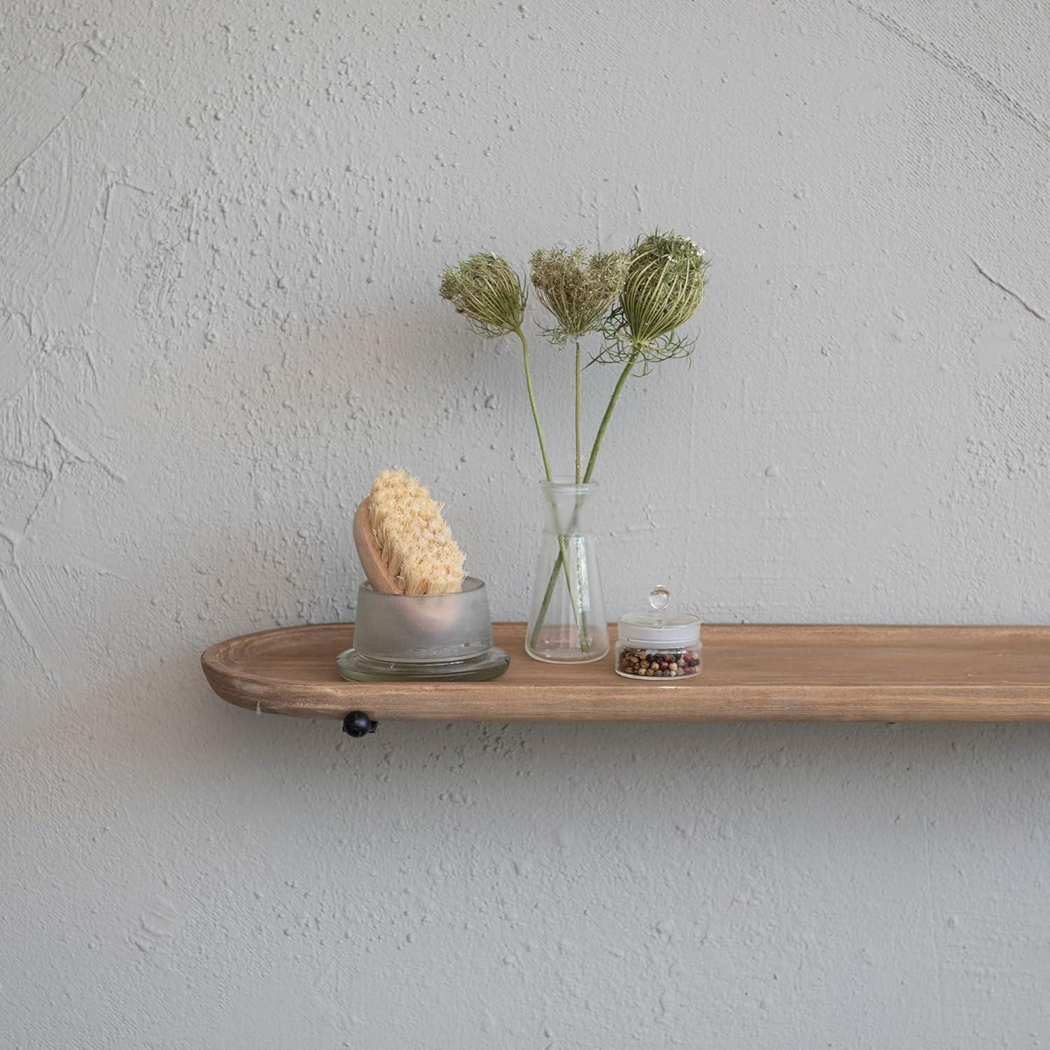 Creative Co-Op Modern Oval Wood and Metal Wall Shelf, Natural