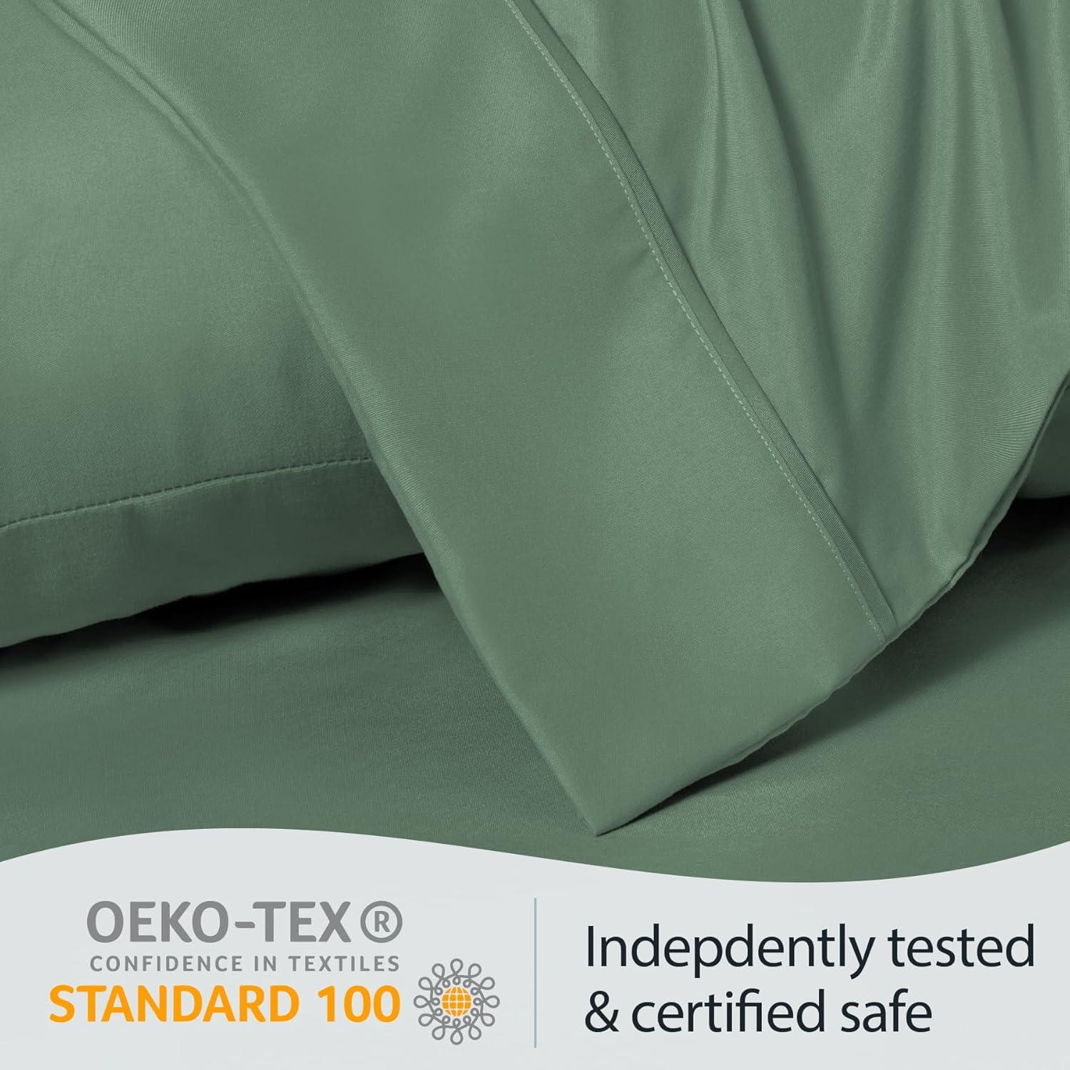 LuxClub 2 PC Tree Moss Green Queen Performance Microfiber Solid Pillowcase Set