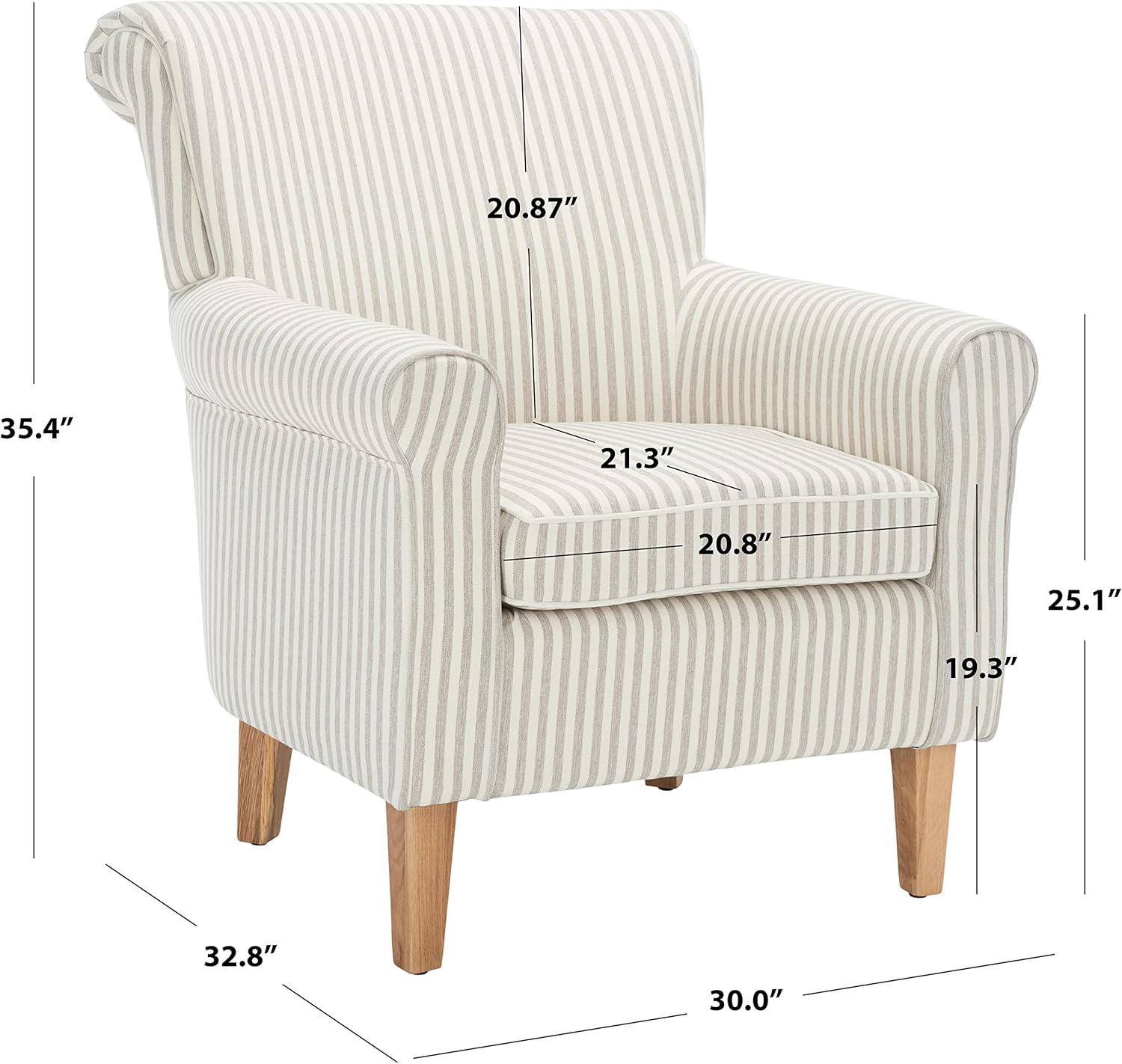 SAFAVIEH Hazina Modern Style Club Chairs, Beige Stripe (30 in. W x 32.8 in. D x 35.4 in. H)