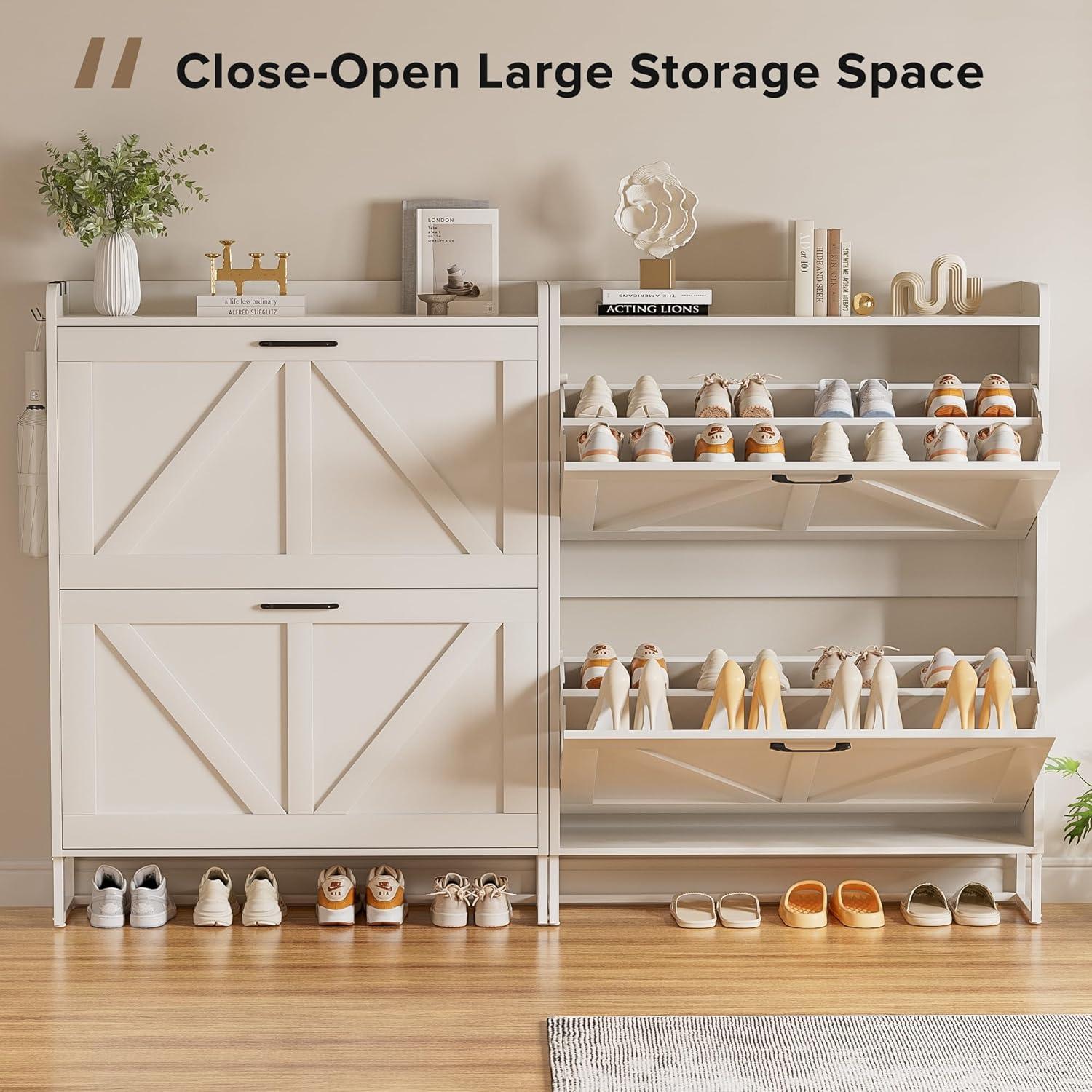 Gracie Oaks Shoe Cabinet With 2 Flip Drawers, Narrow Shoe Cabinet Hidden Shoe Rack Freestanding Shoe Cabinet Organizer For Entryway, Hallway