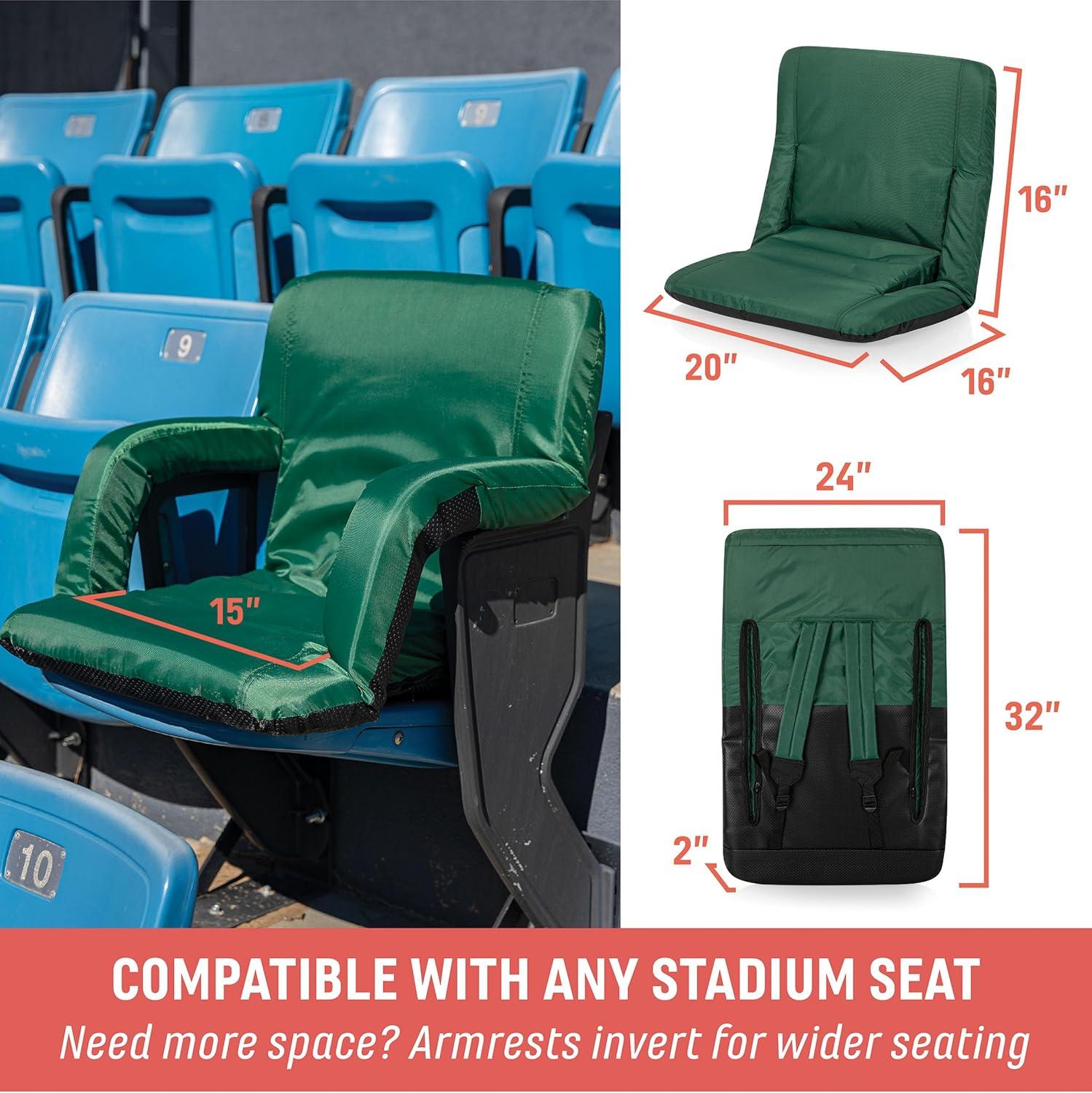 Ventura Lime Green Portable Reclining Stadium Seat with Storage