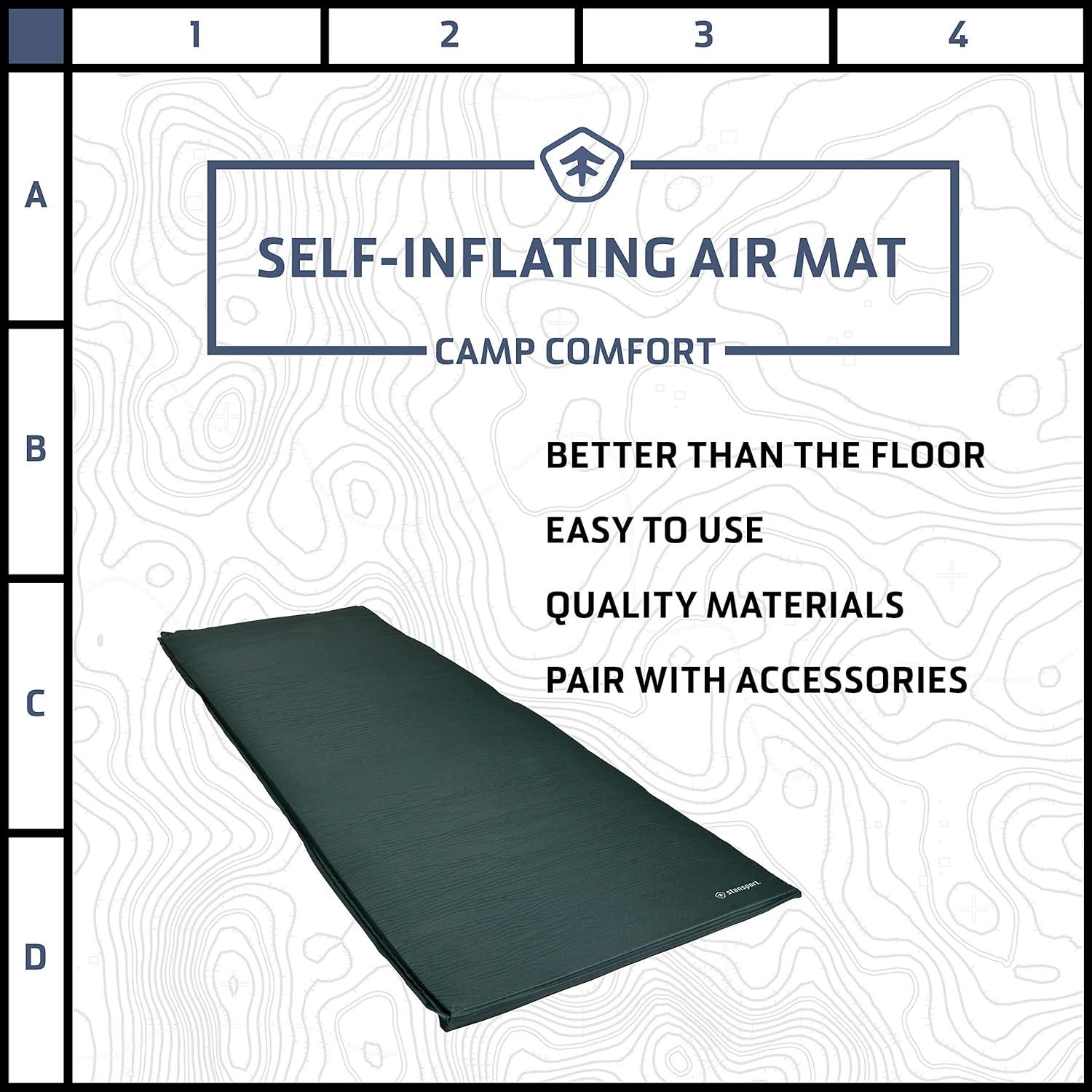 Forest Green Self-Inflating Camping Air Mattress