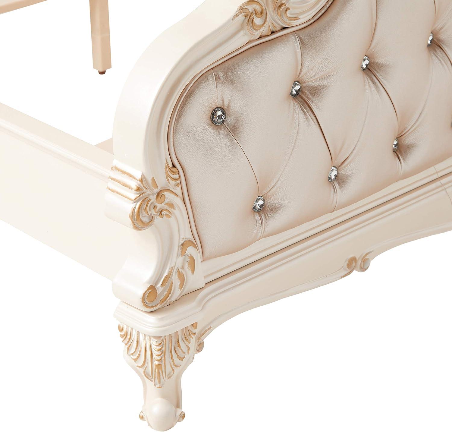 ACME Chantelle Queen Bed in Rose Gold PU & Pearl White