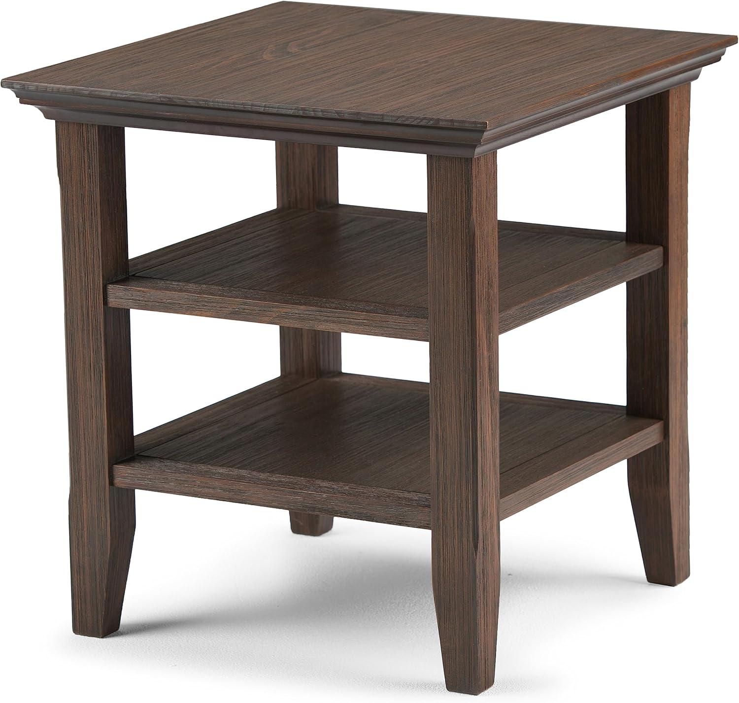 Acadian SOLID WOOD 19 inch Wide Square Transitional End Table in Farmhouse Grey-Finish:Farmhouse Brown