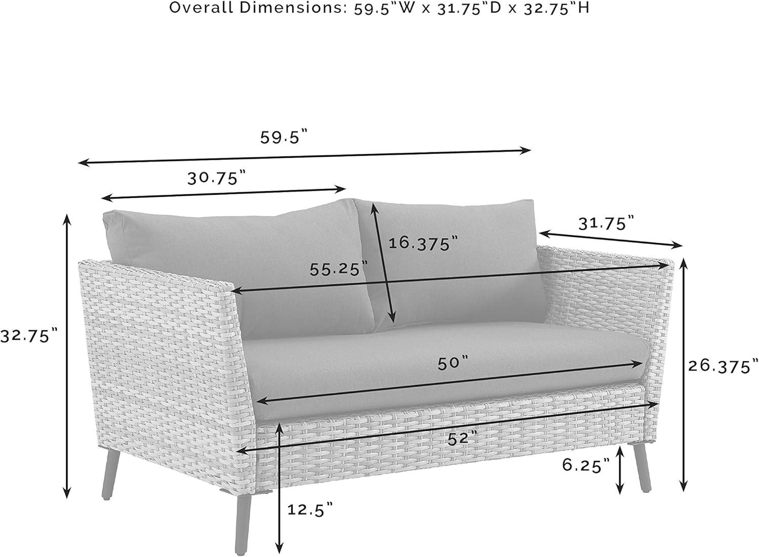 2pc Richland Outdoor Patio Loveseat and Coffee Table Set - Gray - Crosley
