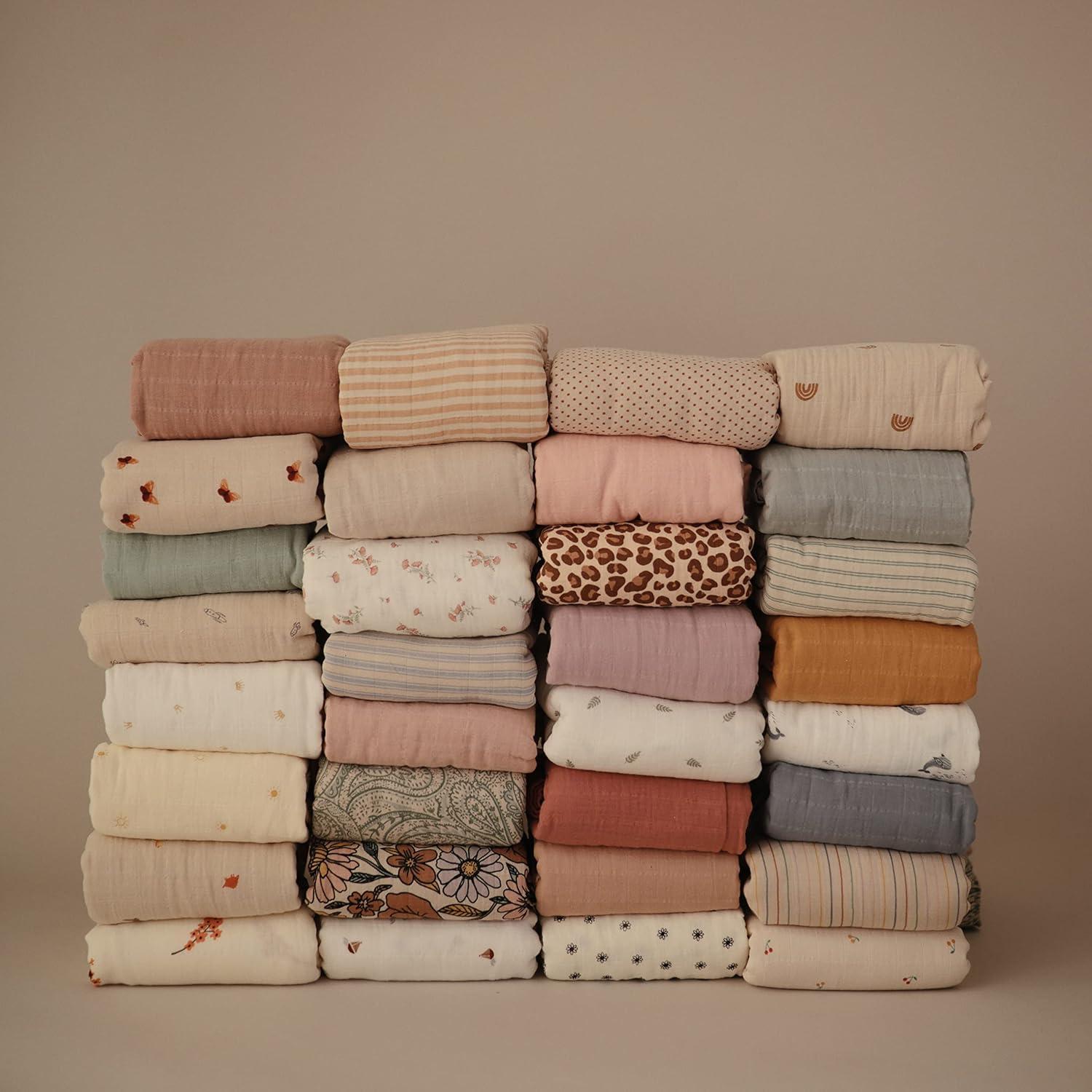 Organic Cotton Muslin Swaddle Blanket Natural Stripe One Size