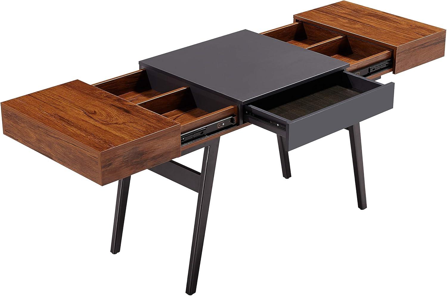 Expandable Modern Desk with Storage Mahogany - Techni Mobili