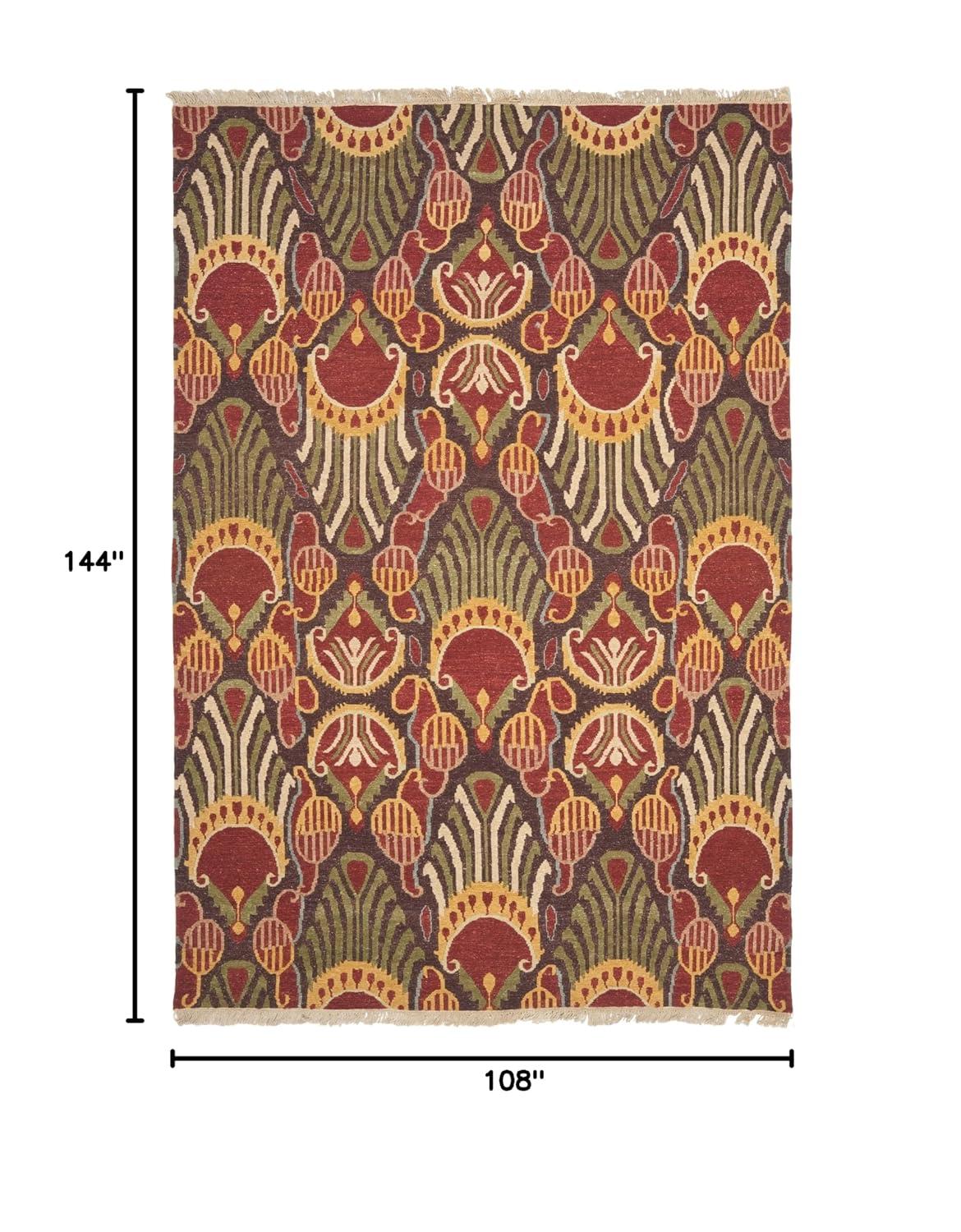 SAFAVIEH Sumak Lucius Transitional Wool Area Rug, Red/Green, 9' x 12'