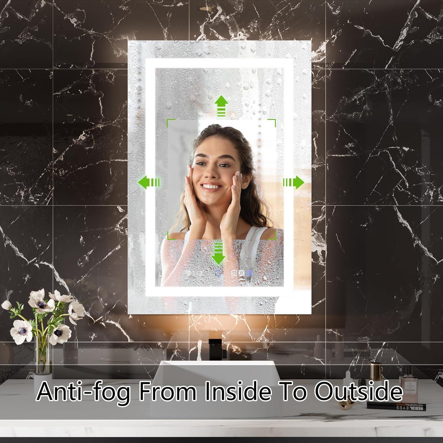 MEDUNJESS 72''x36'' Surface or Recessed Mount LED Medicine Cabinet with Mirror and Defogger 3 doors Medicine Cabinet