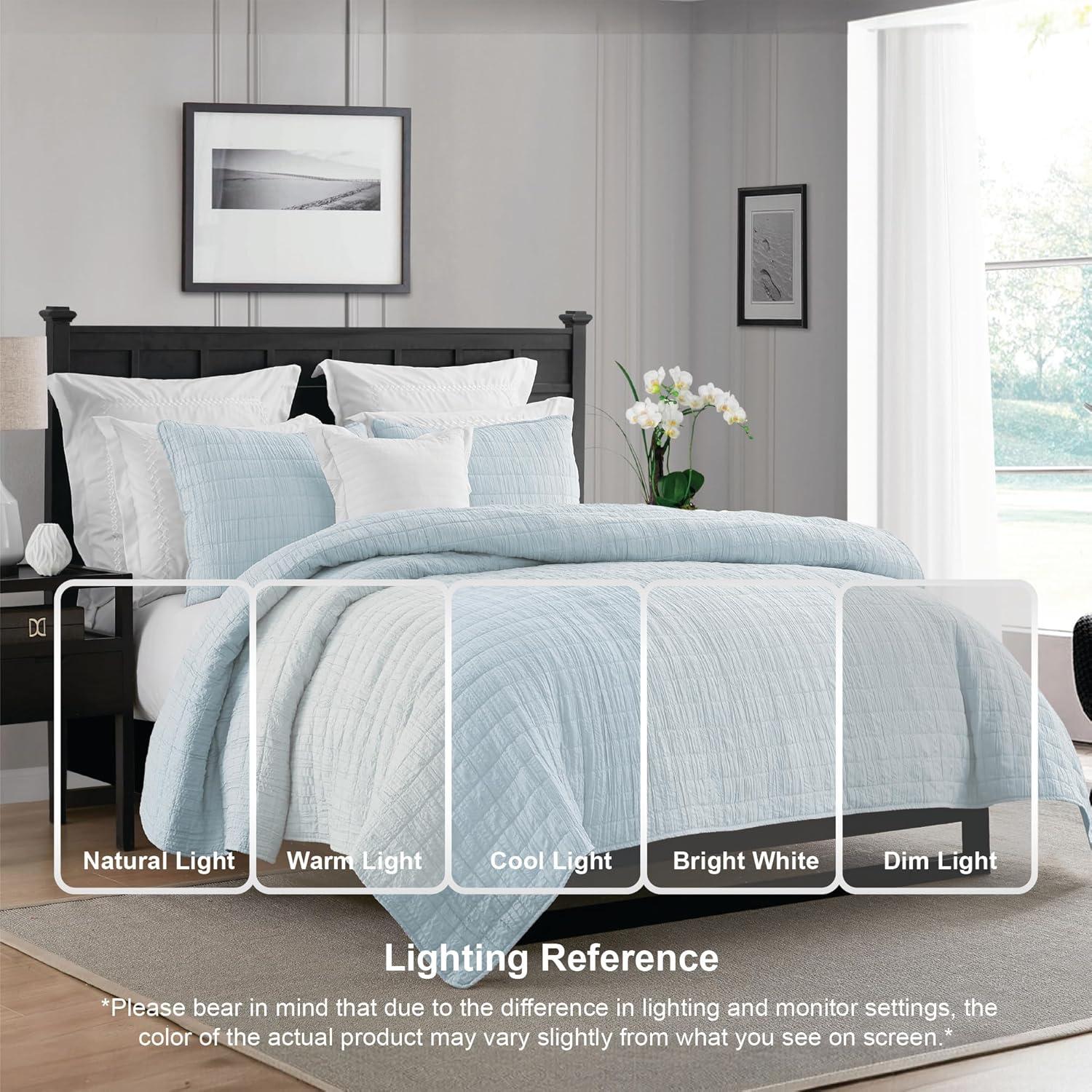 Swift Home Ultra Soft Crinkle Washed Microfiber 3-Piece Quilt Set