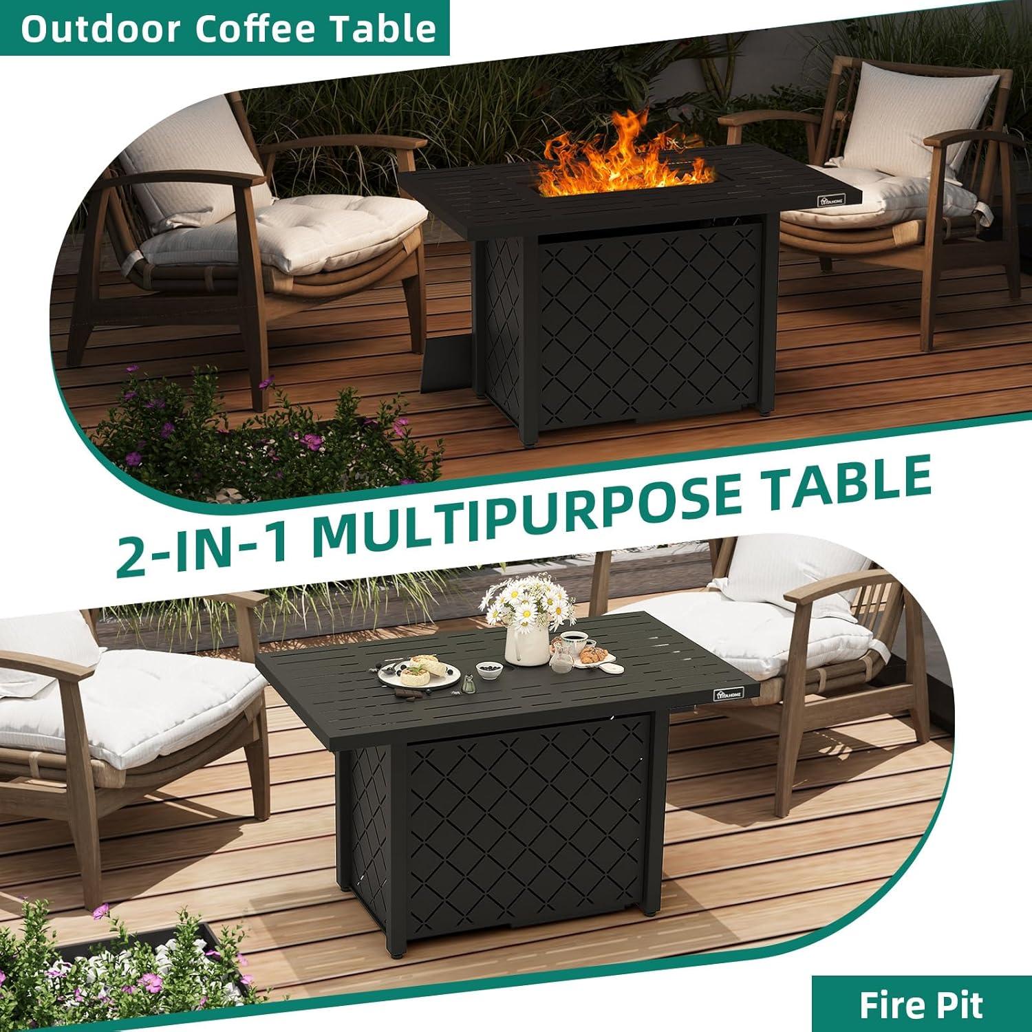 Uforic 43 Inch Propane Fire Pit Table, 50,000 BTU Steel Gas Fire Pit with Ignition Systems