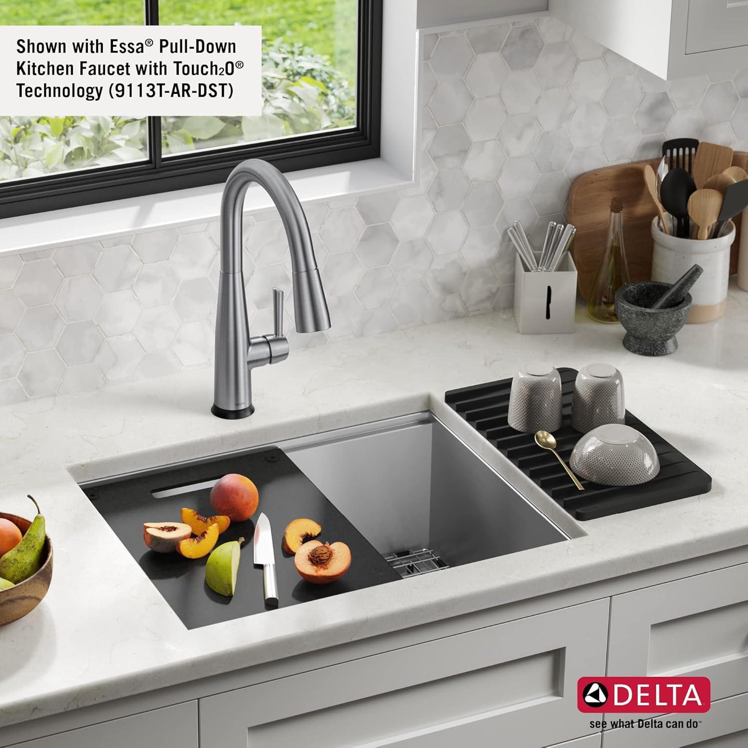 Delta Rivet™ 23" L Workstation Kitchen Sink Undermount 16 Gauge Stainless Steel Single Bowl with WorkFlow™ Ledge