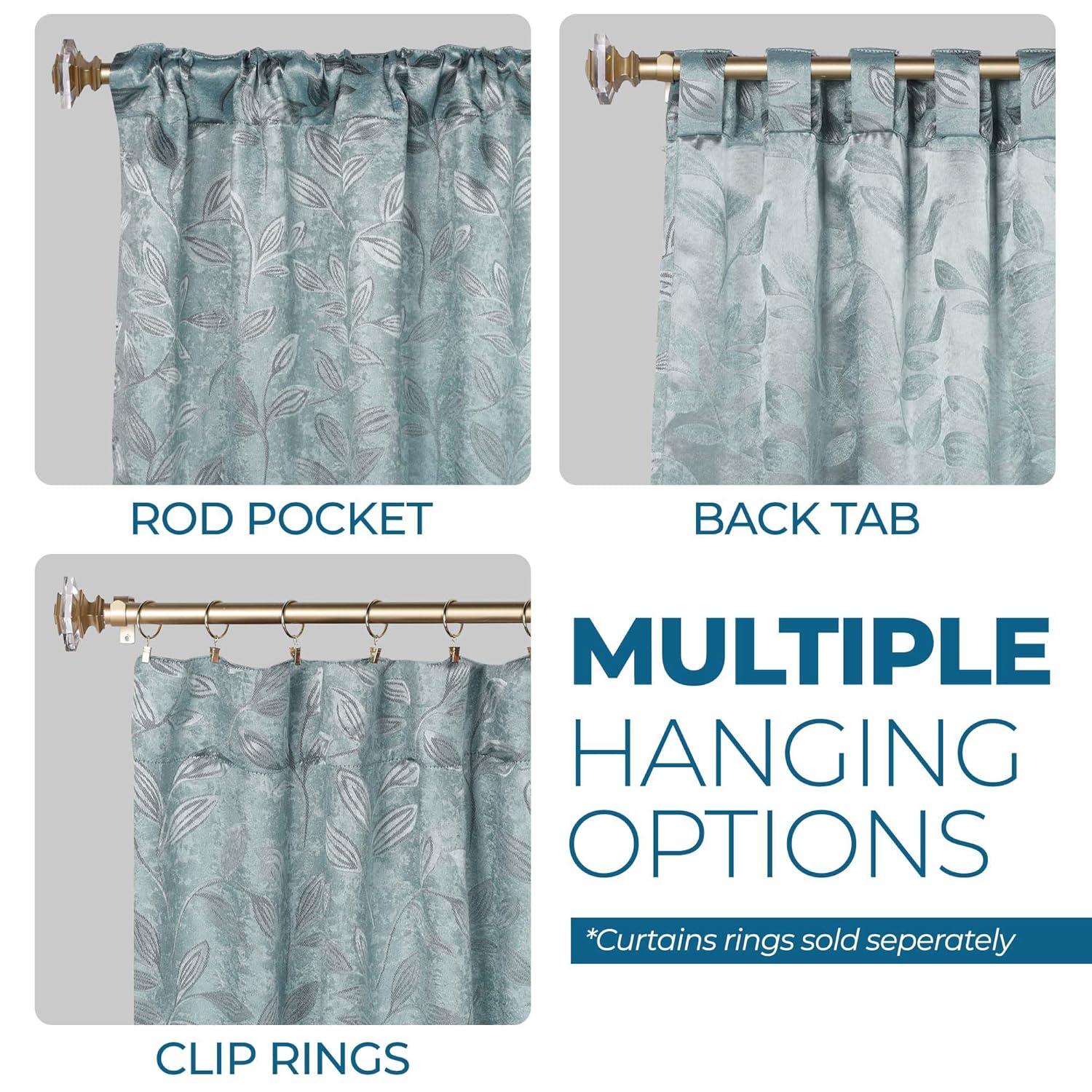 Superior Leaves Machine Washable Room Darkening Blackout Curtains With Back Tabs by Superior (Set of 2)