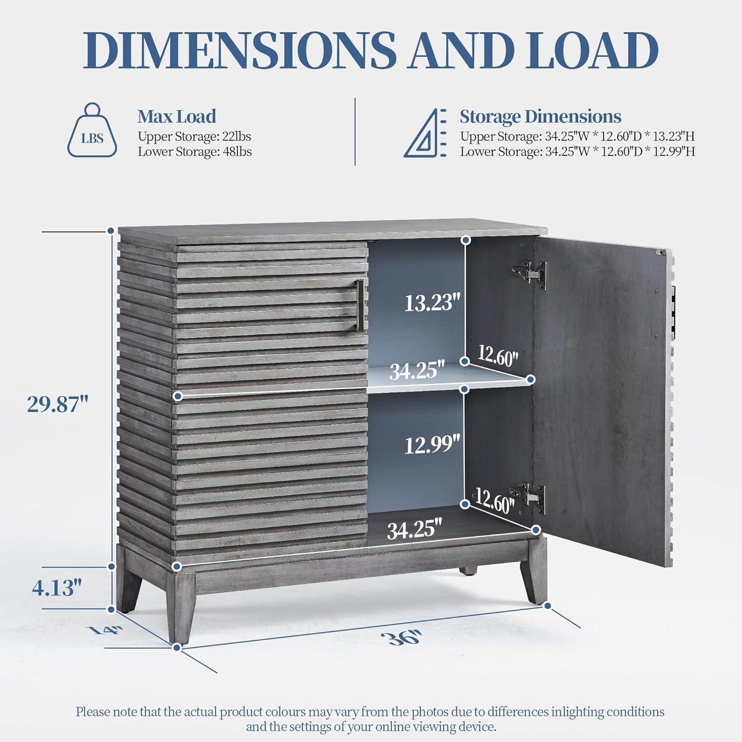 Morden Fort Wood Buffet Cabinet with Storage, 36" Sideboard Cabinet with Solid Wood Legs, Mid Century Modern Credenza with Adjustable Shelves for Dining Room, Living Room and Entryway