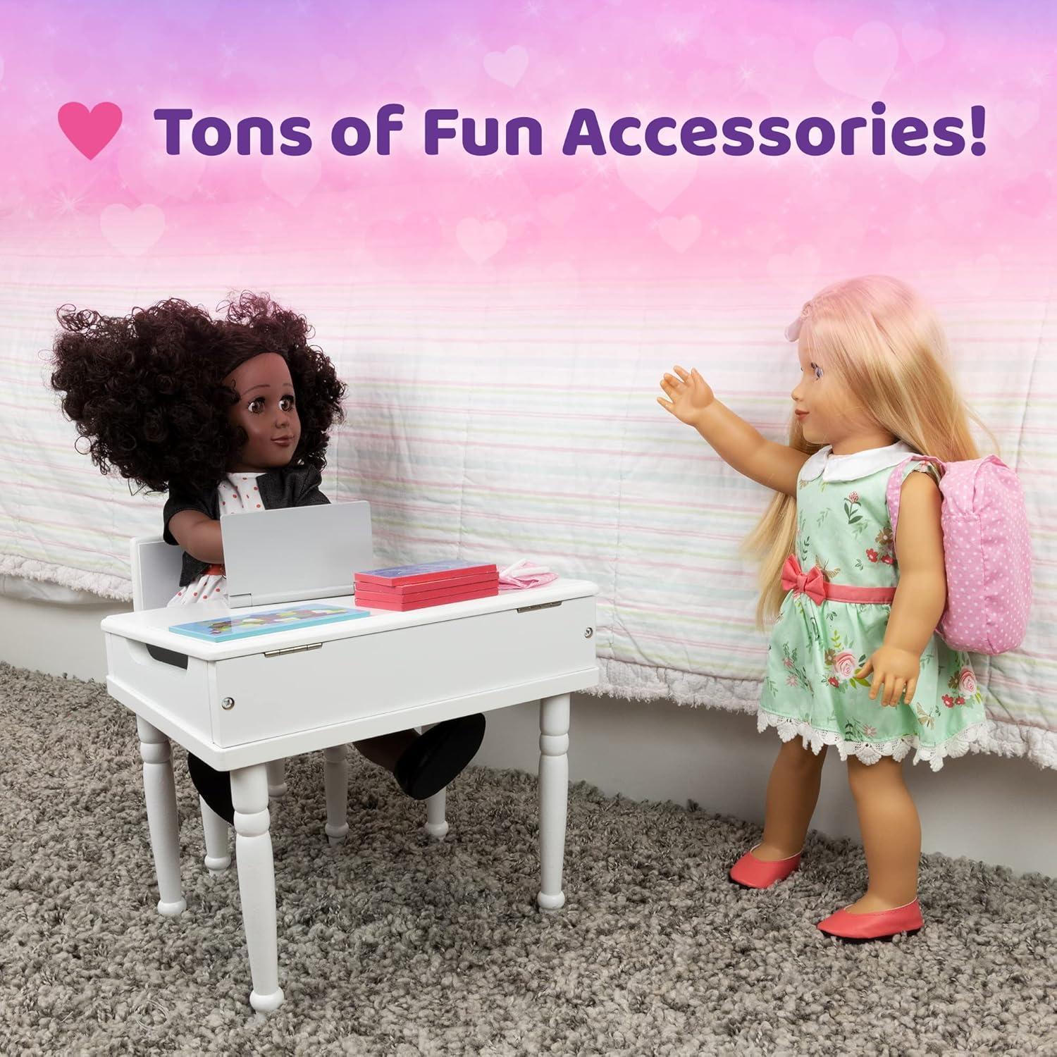 Playtime by Eimmie Classroom Playset w/ Desk & Chair for 18 Inch Dolls