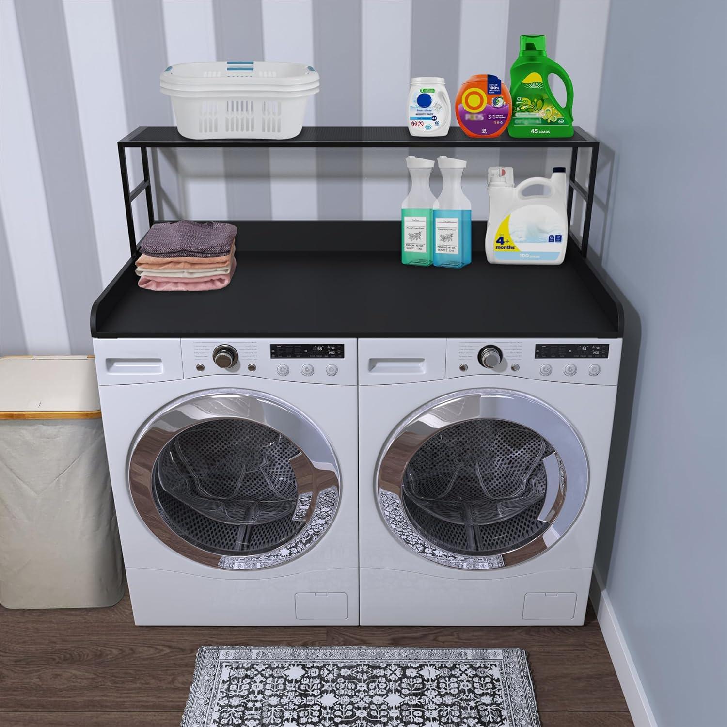 Washer Dryer Countertop Laundry Guard with Laundry Room Shelf, 27.55" D x 54" W