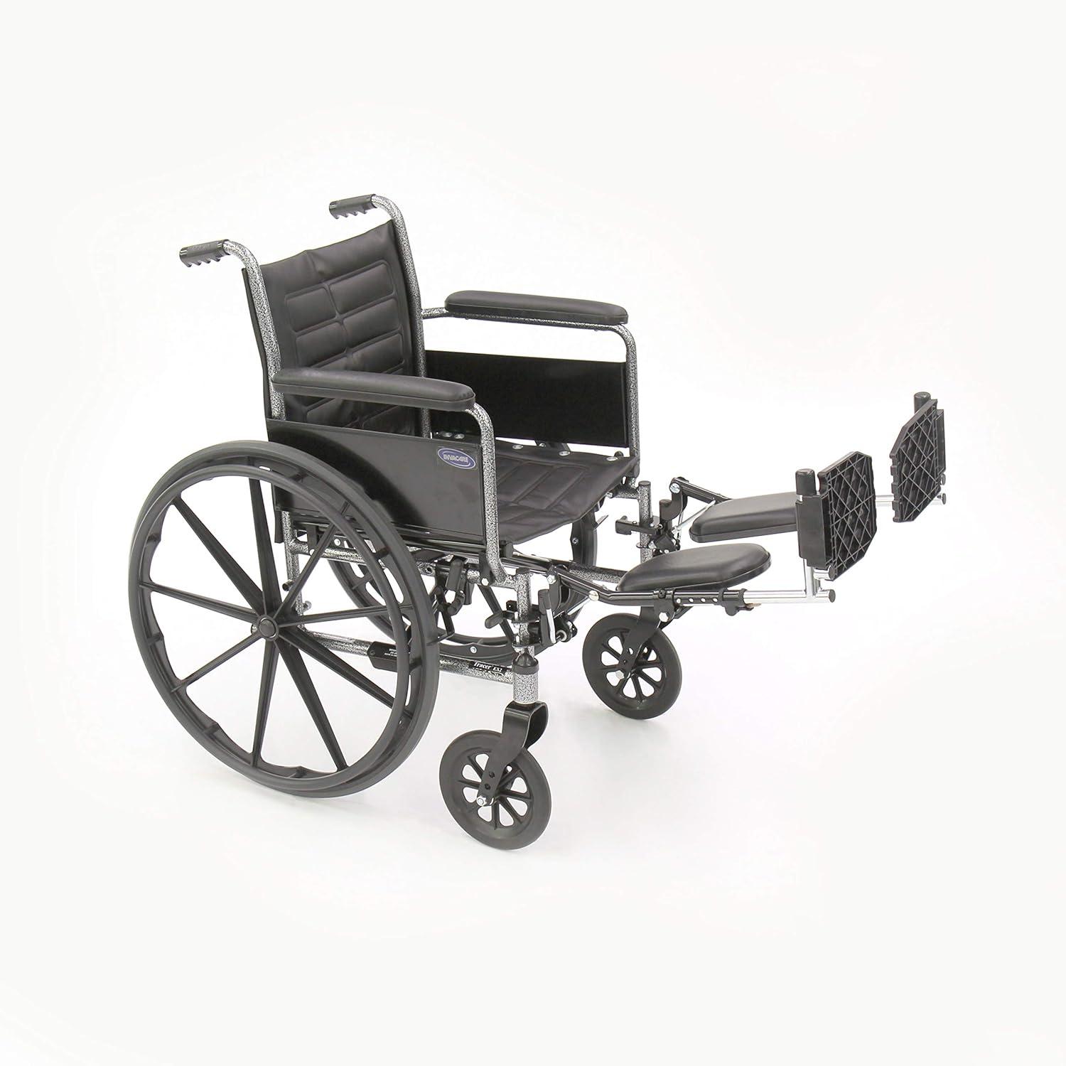 Black Adjustable Wheelchair Legrests with Padded Calf Pads