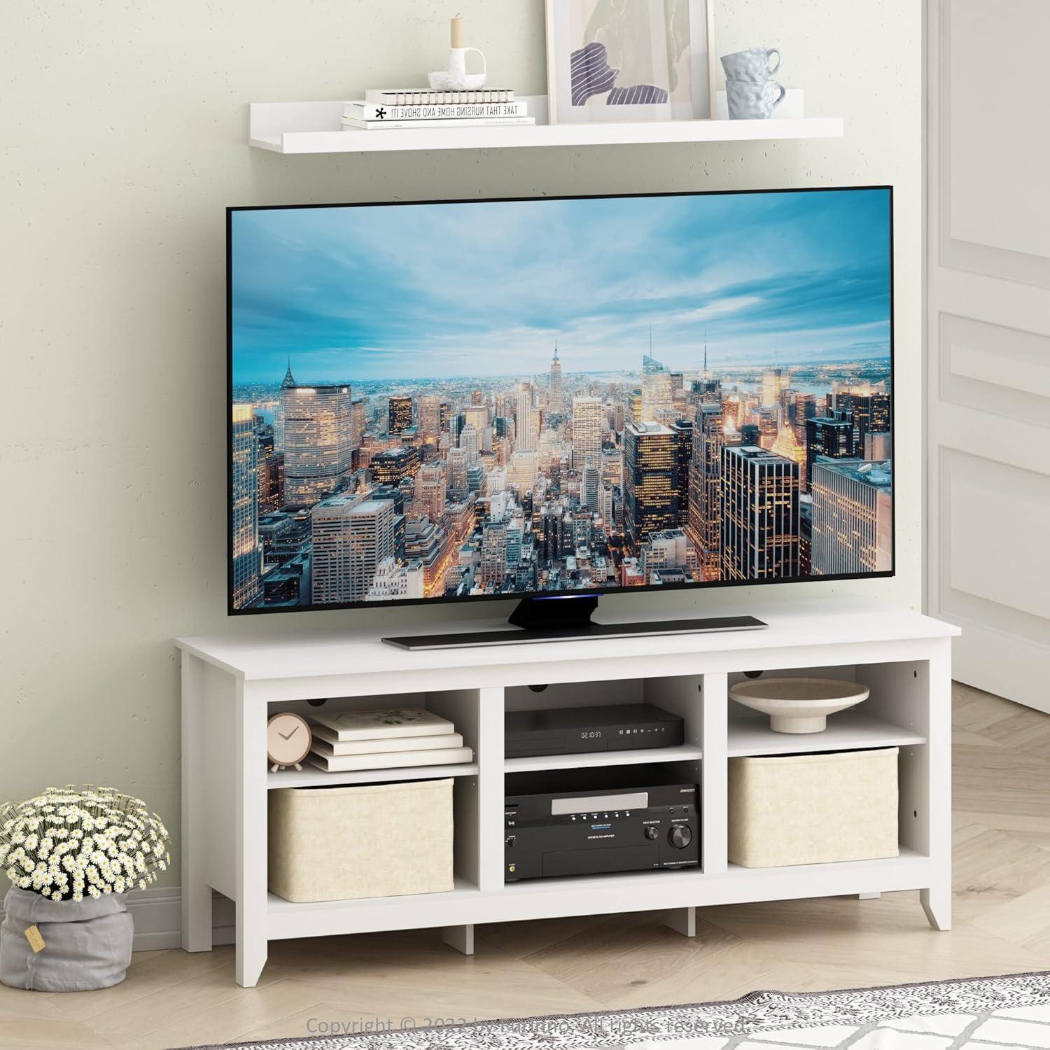 Jensen Entertainment Center for TV up to 65 Inch, 65-Inch, Solid White