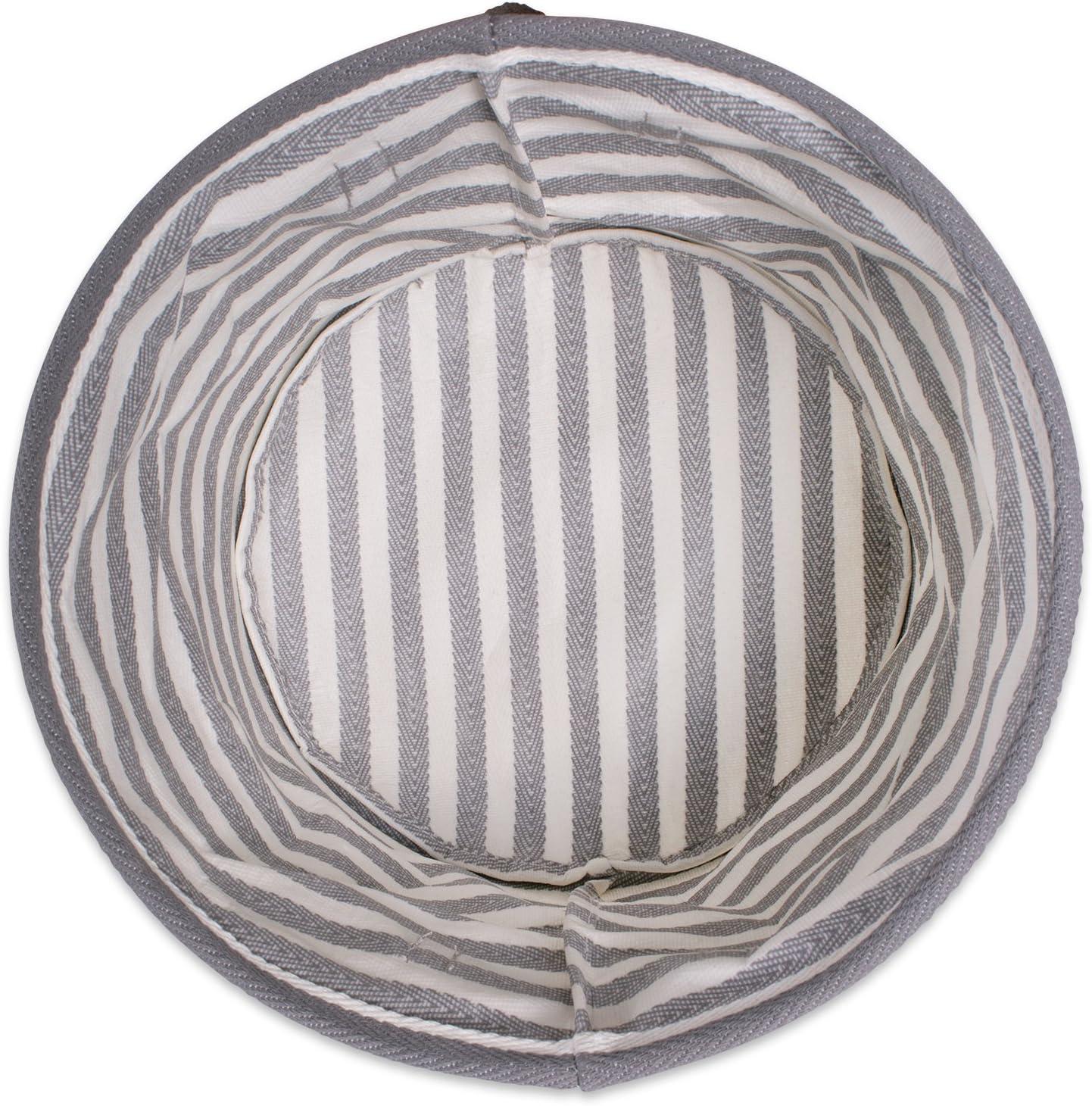 DII Cabana Stripe Laundry Collection, Waterproof Hamper, Medium Round, 12x9.5", Black, 2 Piece