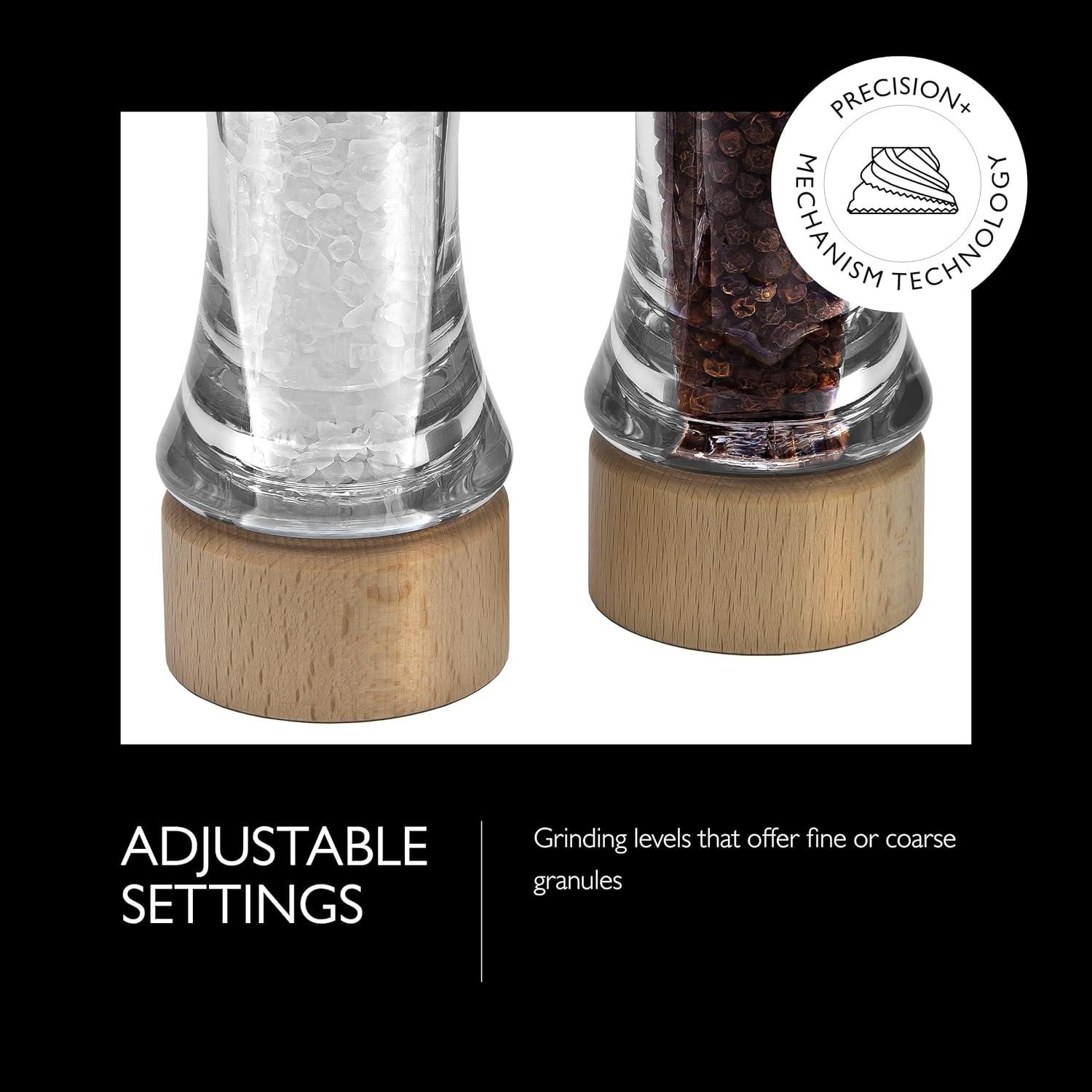 Cole & Mason Basics Wood Salt & Pepper Mill Gift Set, Clear/Brown