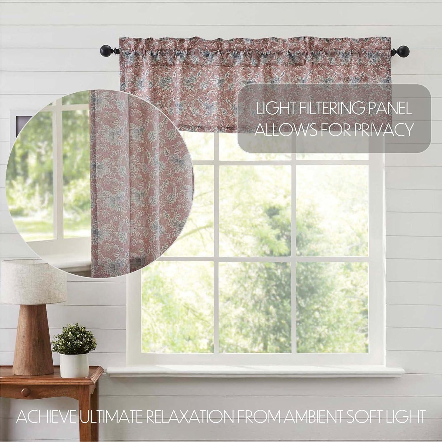 VHC Brands Kaila Country Cottage Vintage Floral Kitchen Curtain Valance 16x60