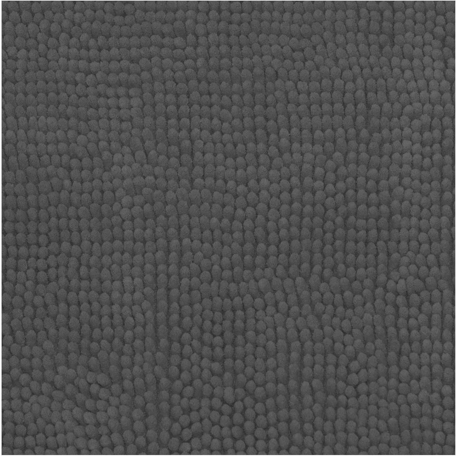 Dark Gray Plush Shag Chenille 2-Piece Bath Mat Set