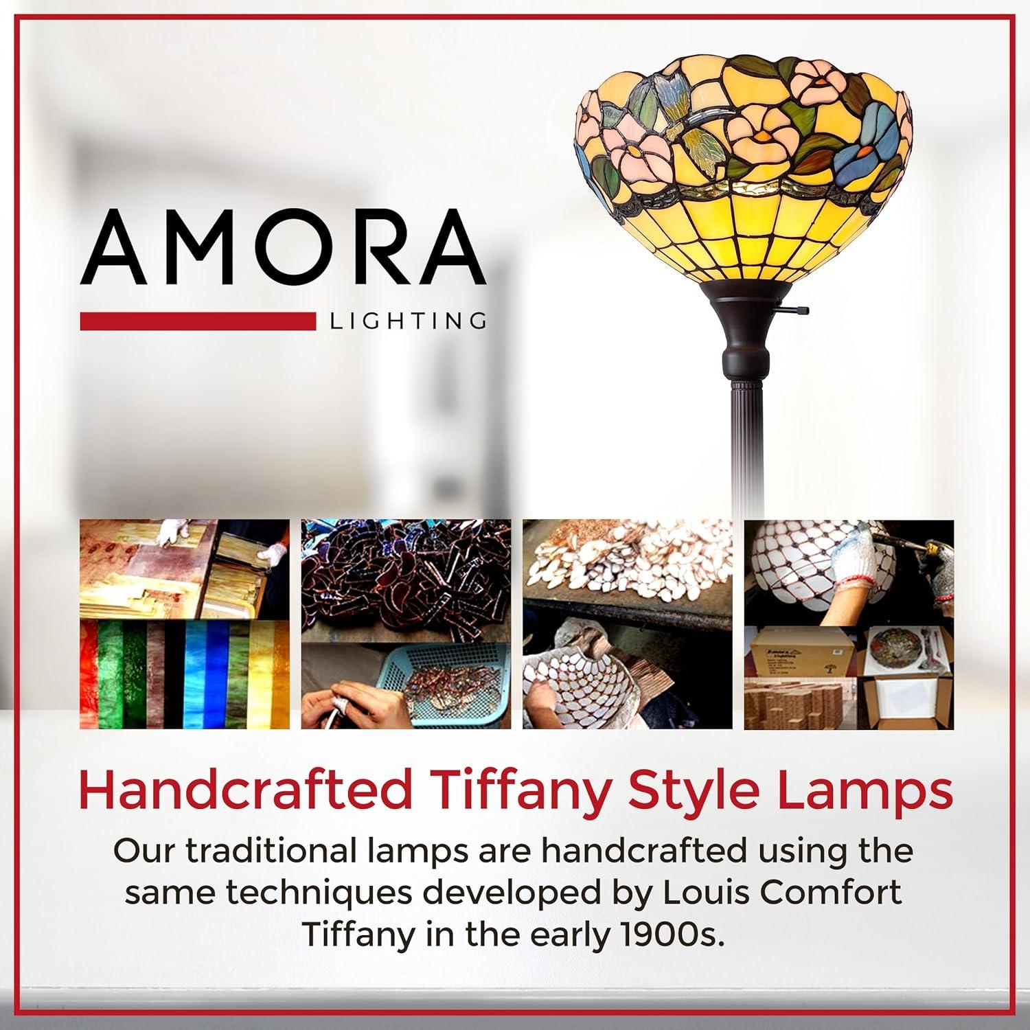 Amora Lighting White Color Torchiere Floor Lamp 72" Tall