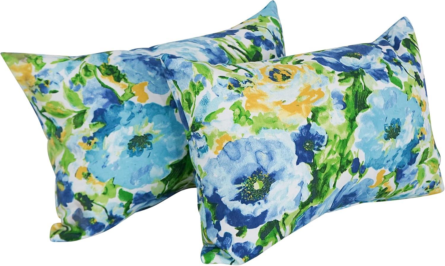 Blazing Needles  12 x 20 in. Rectangular Spun Poly Throw Pillows, Lesandra Sunblue - Set of 2