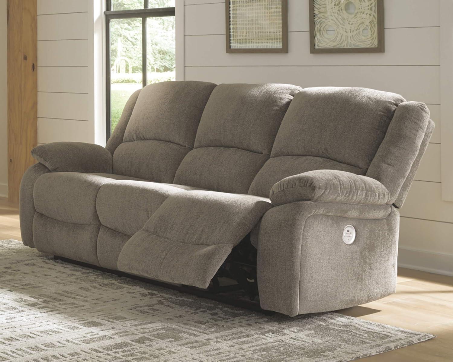 Signature Design by Ashley Draycoll Reclining Loveseat with Console in Pewter