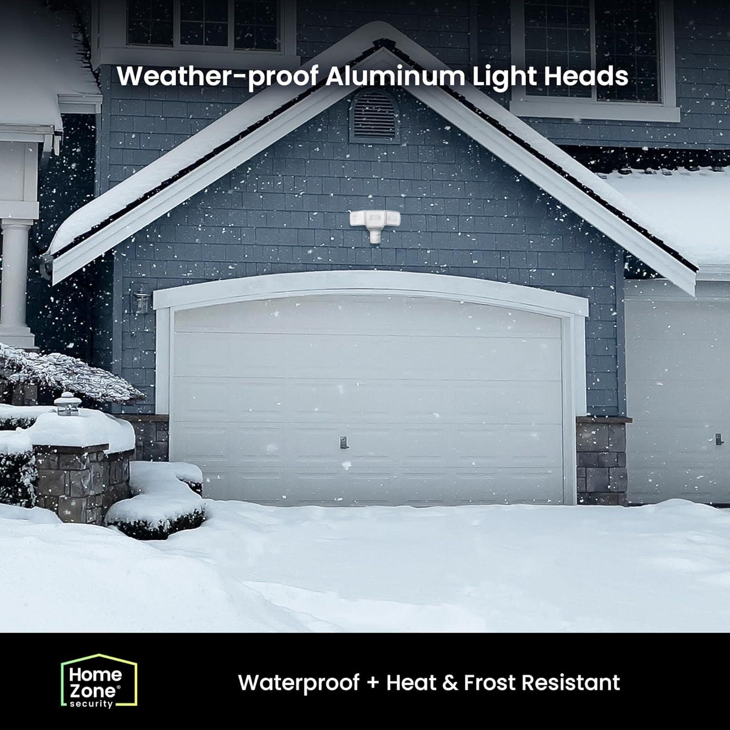 Home Zone Security Smart 3 - Head LED Hardwired Dusk to Dawn Outdoor Security Flood Light with Motion Sensor