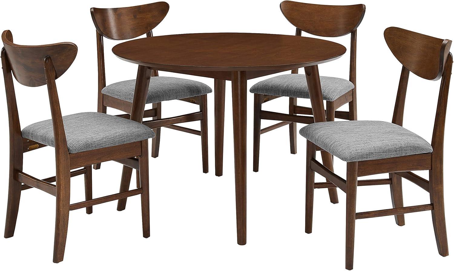 Mahogany Mid-Century Modern 5-Piece Round Dining Set