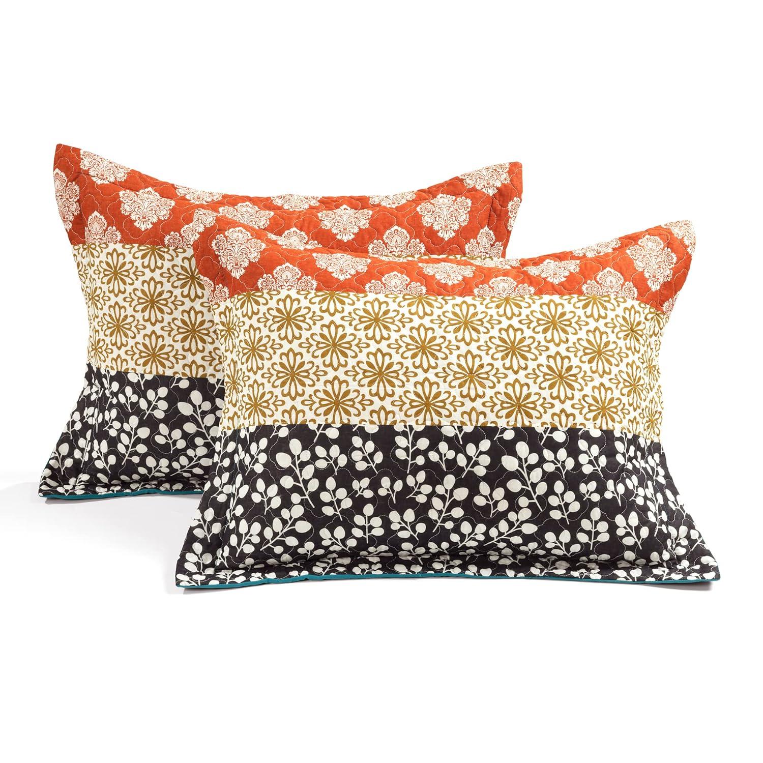 Lush Decor Green/Pink/Yellow Cotton Blend 6 Piece Coverlet / Bedspread Set