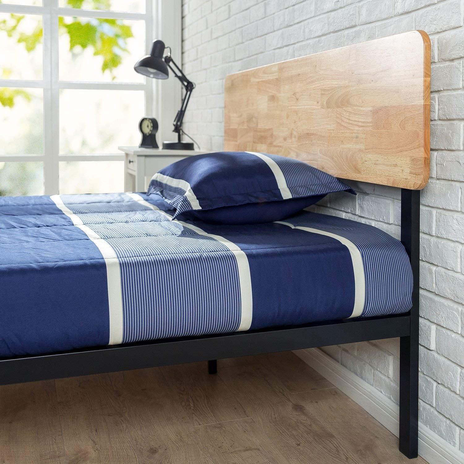 Full Olivia Metal Platform Bed Frame Brown - ZINUS: Steel & Plywood Construction, No Box Spring Needed, 14" Under-Bed Clearance