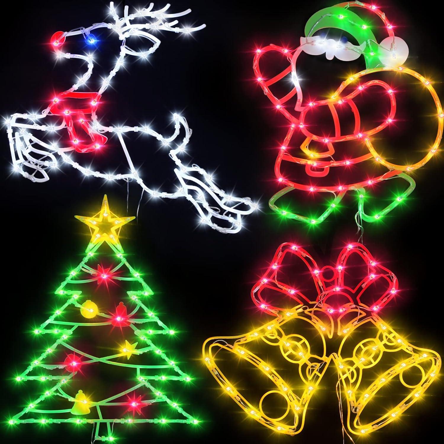 Multi-Color LED Christmas Window Silhouette Lights Set