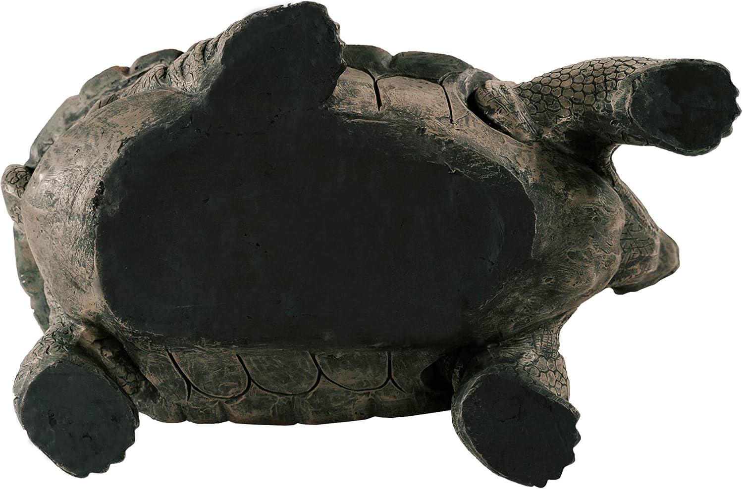 XBrand 28"L Brown and Black Concrete/MgO Walking Tortoise Statue, Indoor or Outdoor Décor, Garden Sculptures, Turtle Garden Statue