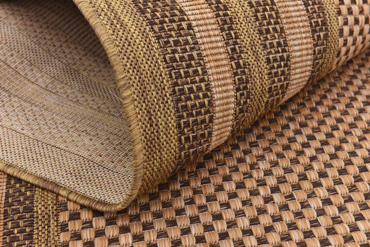 6' x 9' Reversible Multi-Brown Synthetic Outdoor Rug