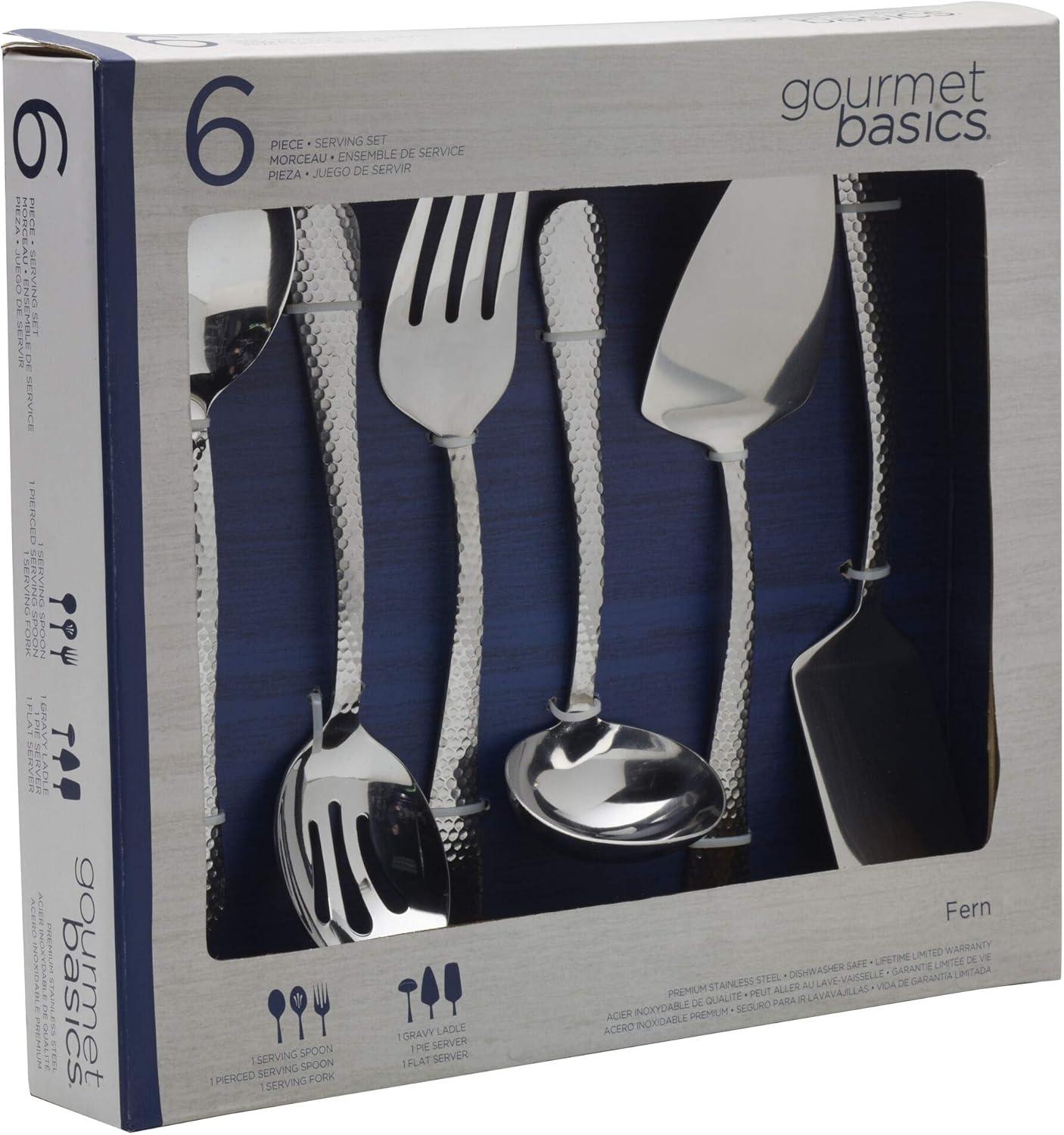 Stainless Steel Hammered Pattern 6-Piece Serving Set