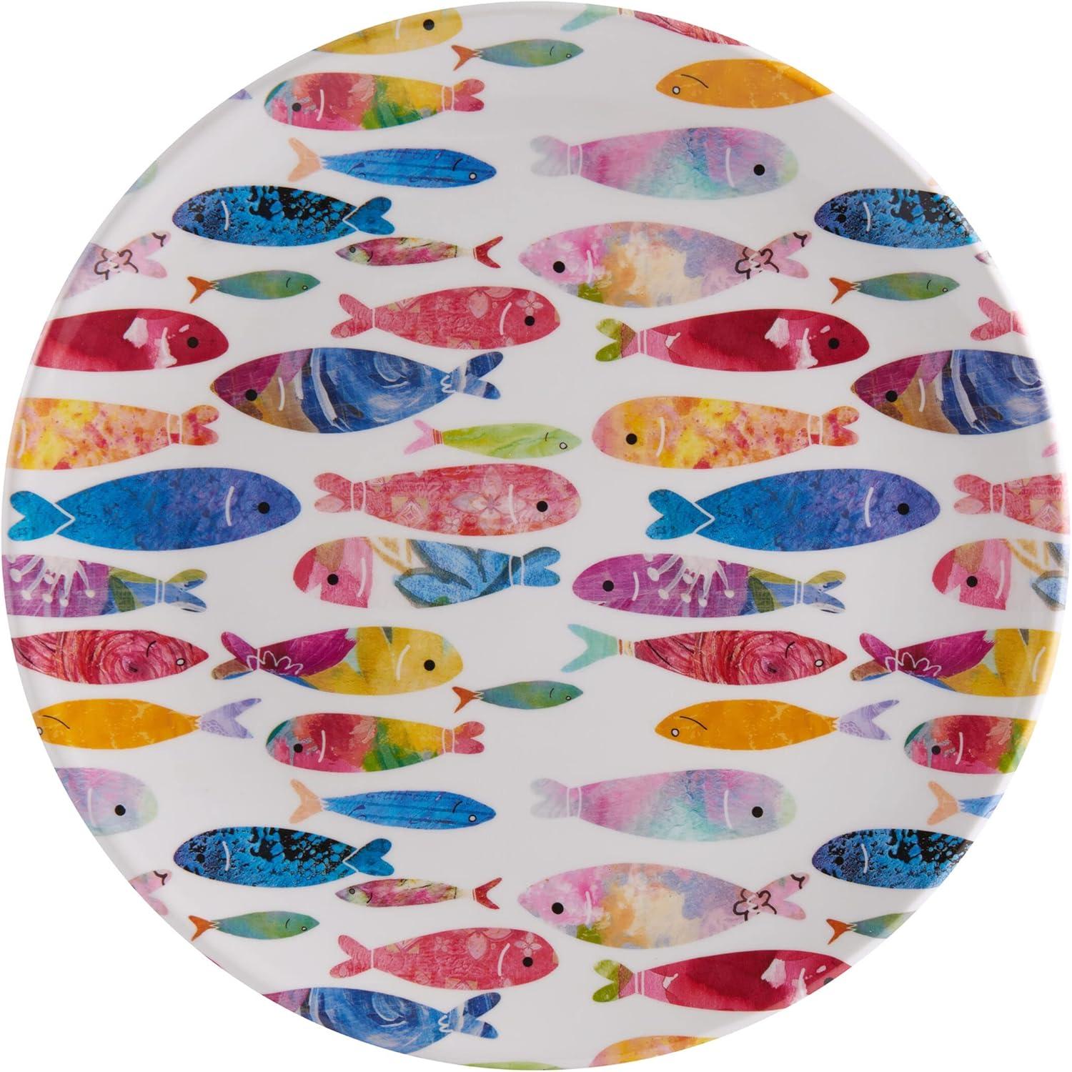 Colorful Fish Melamine 12-Piece Dinnerware Set, Service for 4