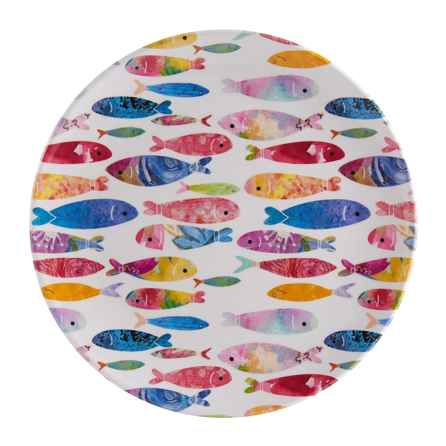 Fitz and Floyd Fitz and Floyd One Fish Two Fish 12-Piece Indoor/Outdoor Melamine Dinnerware Set, Service for 4